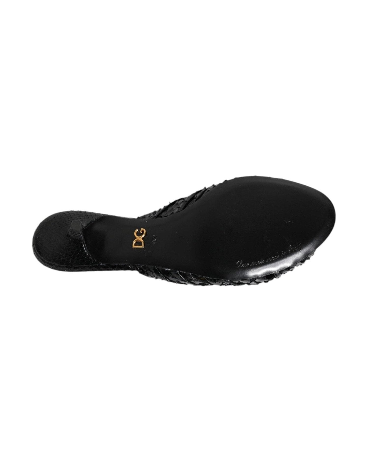 Dolce & Gabbana Black Leather Heels Slides Sandals Shoes Glam Steals