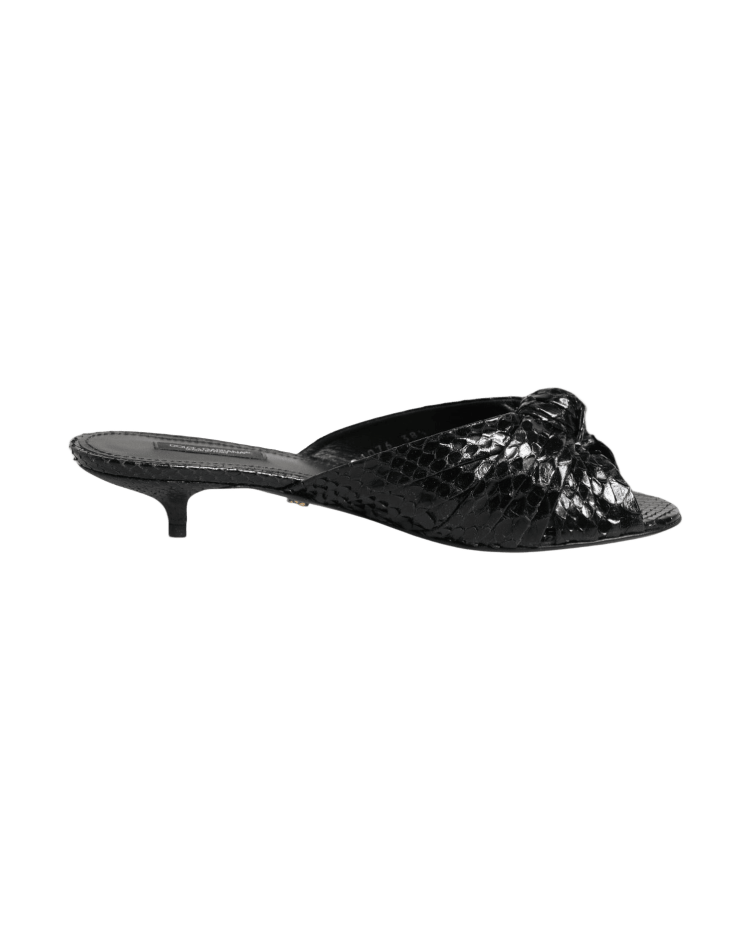 Dolce & Gabbana Black Leather Heels Slides Sandals Shoes Sandals