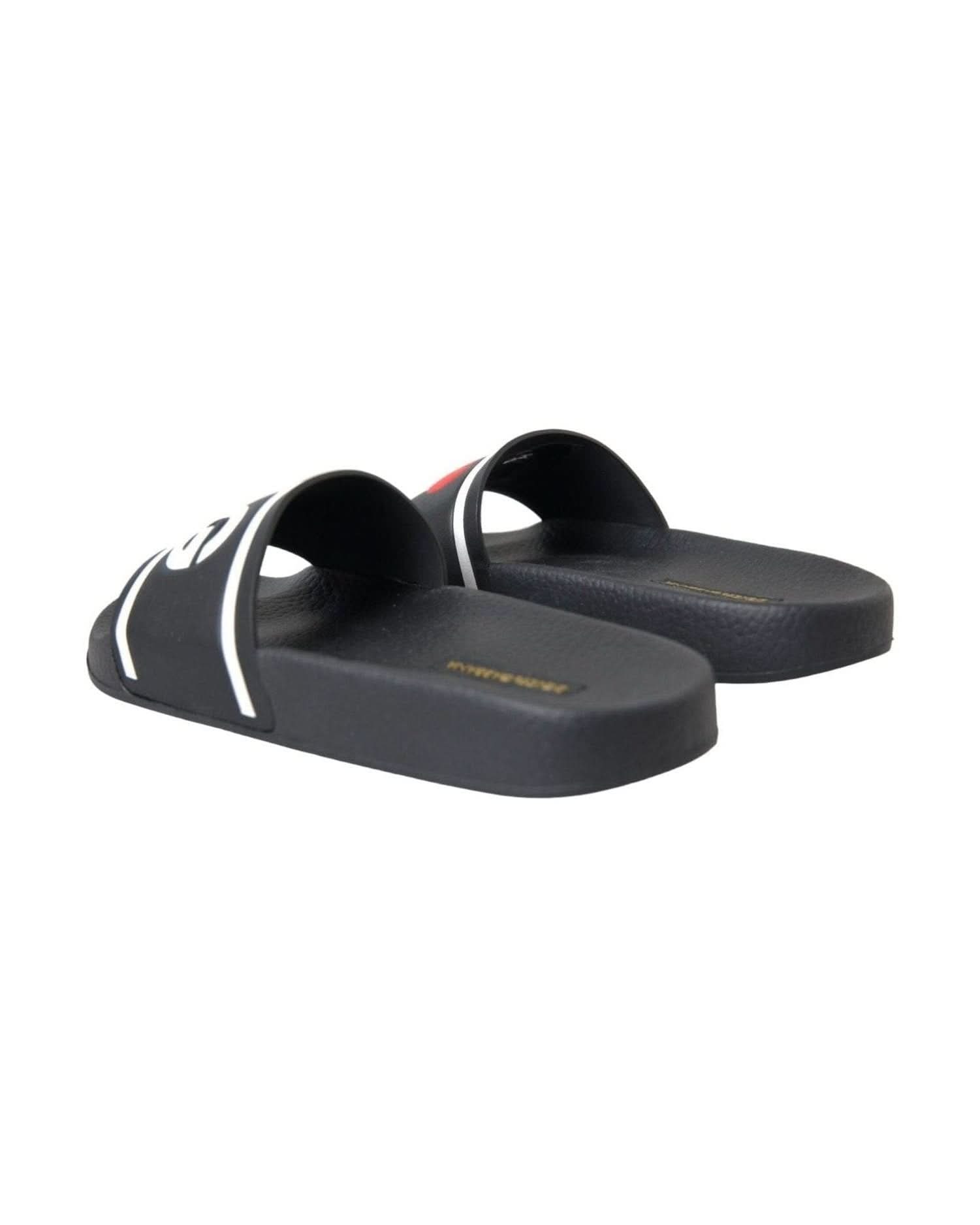 Dolce & Gabbana Black Leather I Love Dg Sandals Slides Shoes Flats