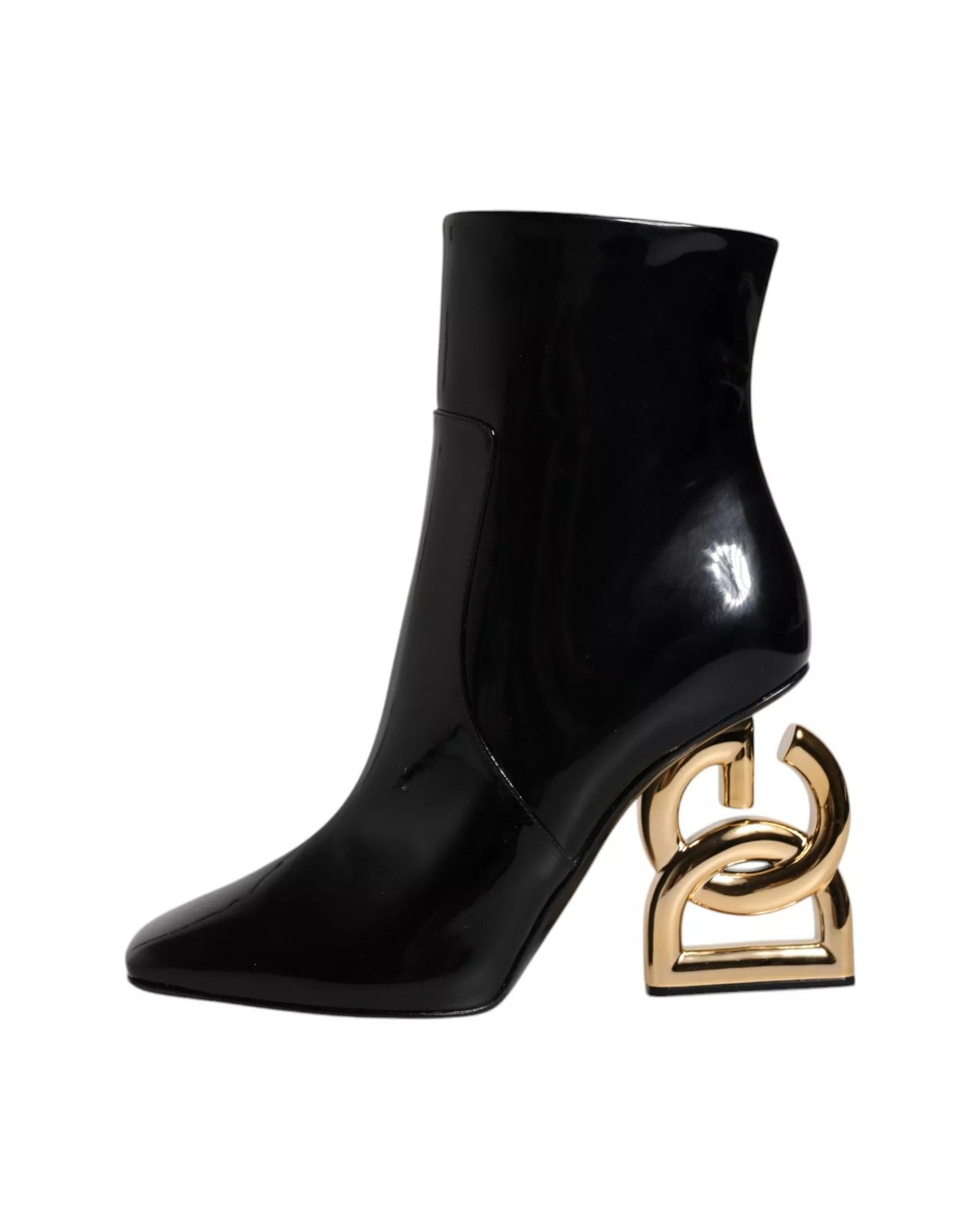 Dolce & Gabbana Black Leather Jackie Mid Calf Boots Shoes Glam Steals