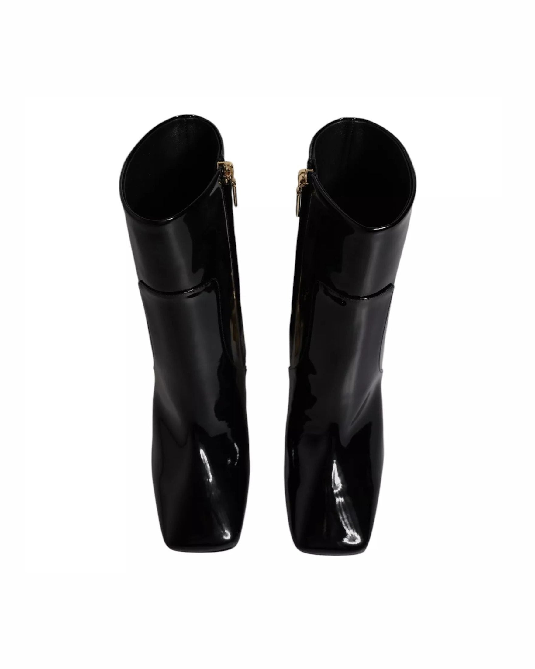 Dolce & Gabbana Black Leather Jackie Mid Calf Boots Shoes Glam Steals