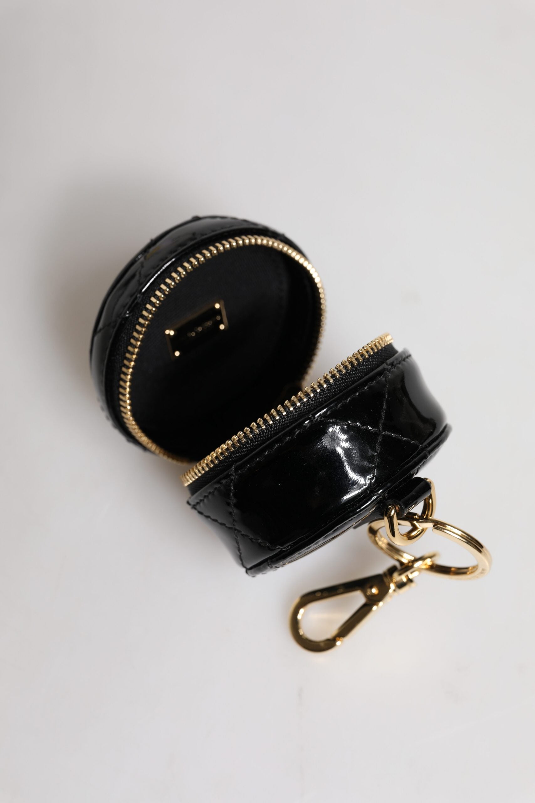 Dolce & Gabbana Black Leather Lamb Dg Crystal Round Coin Purse Wallet Glam Steals