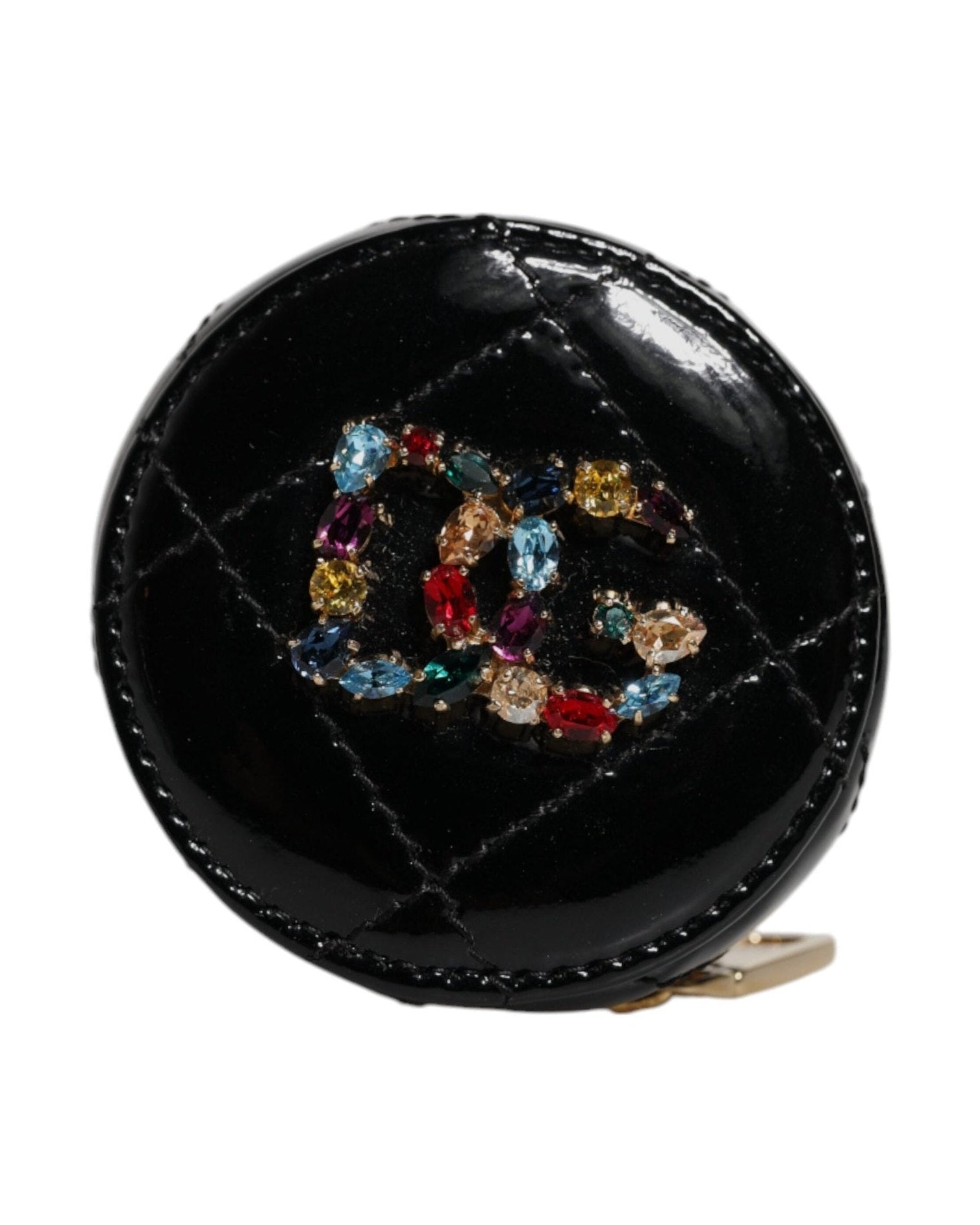 Dolce & Gabbana Black Leather Lamb Dg Crystal Round Coin Purse Wallet Glam Steals