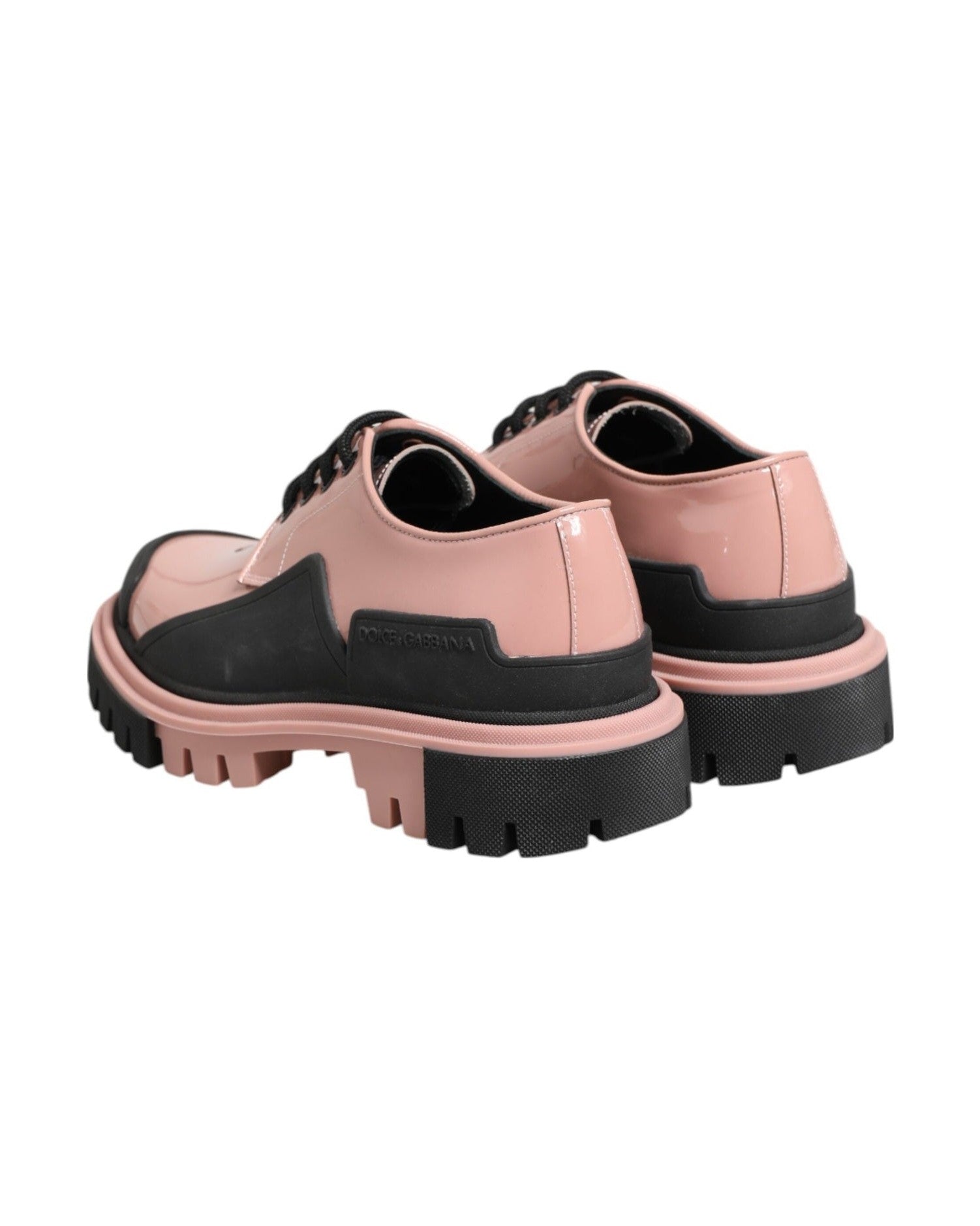 Dolce & Gabbana Black Leather Light Powder Pink Lace Up Shoes Glam Steals