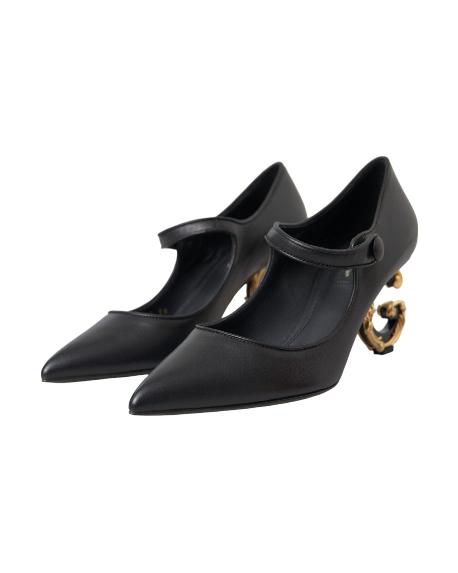 Dolce & Gabbana Black Leather Logo Heels Mary Janes Pumps Shoes Glam Steals