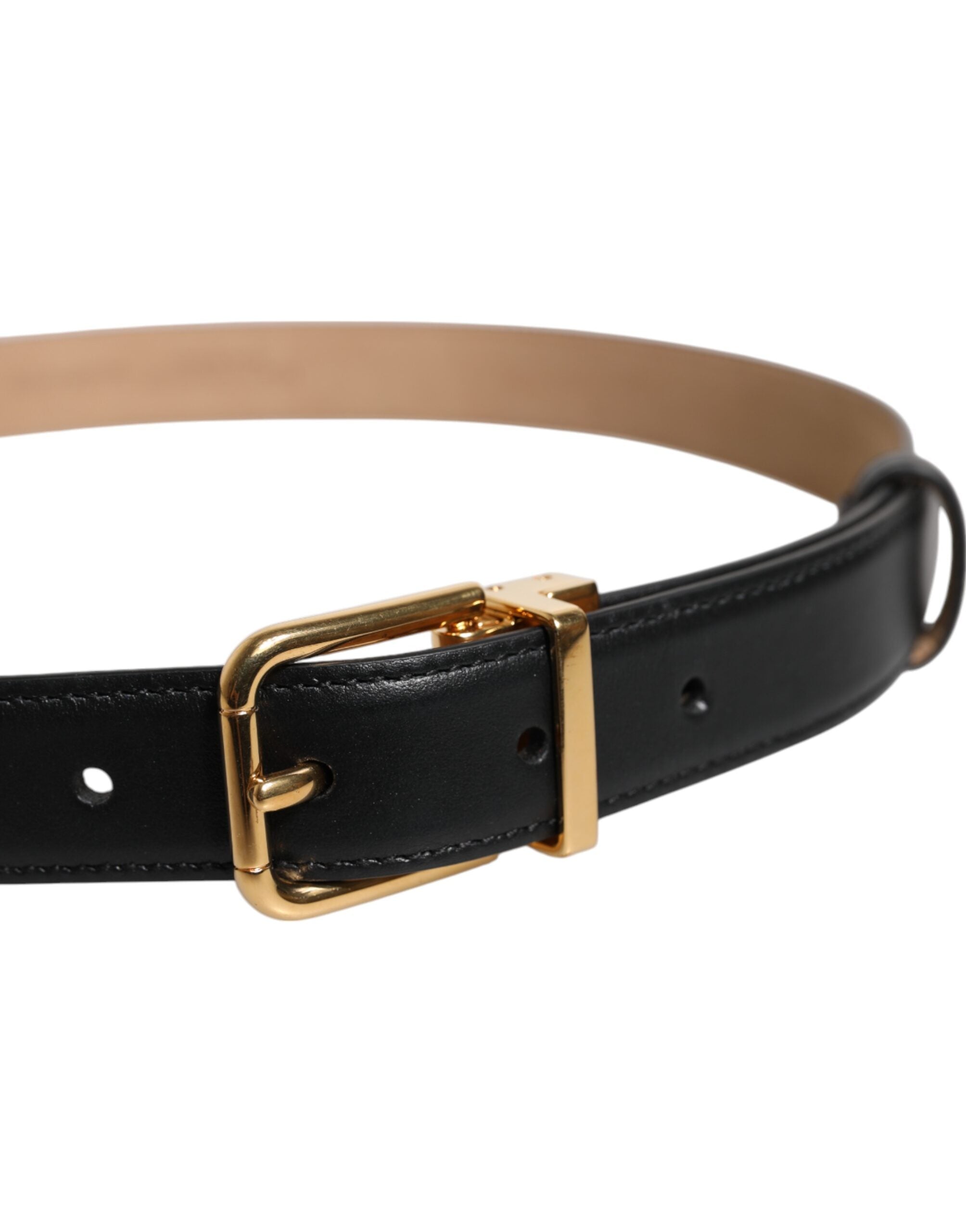 Dolce & Gabbana Black Leather Logo Metal Waist Buckle Belt Glam Steals