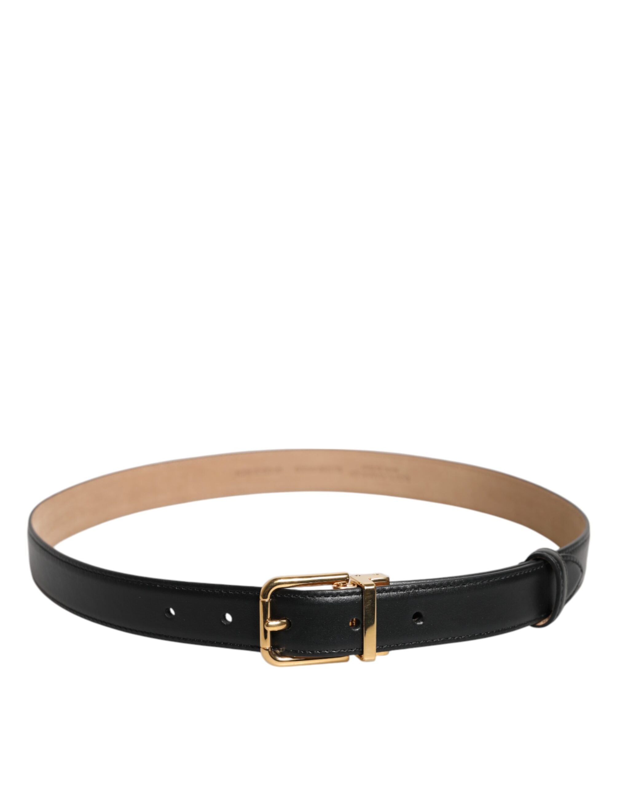 Dolce & Gabbana Black Leather Logo Metal Waist Buckle Belt Glam Steals