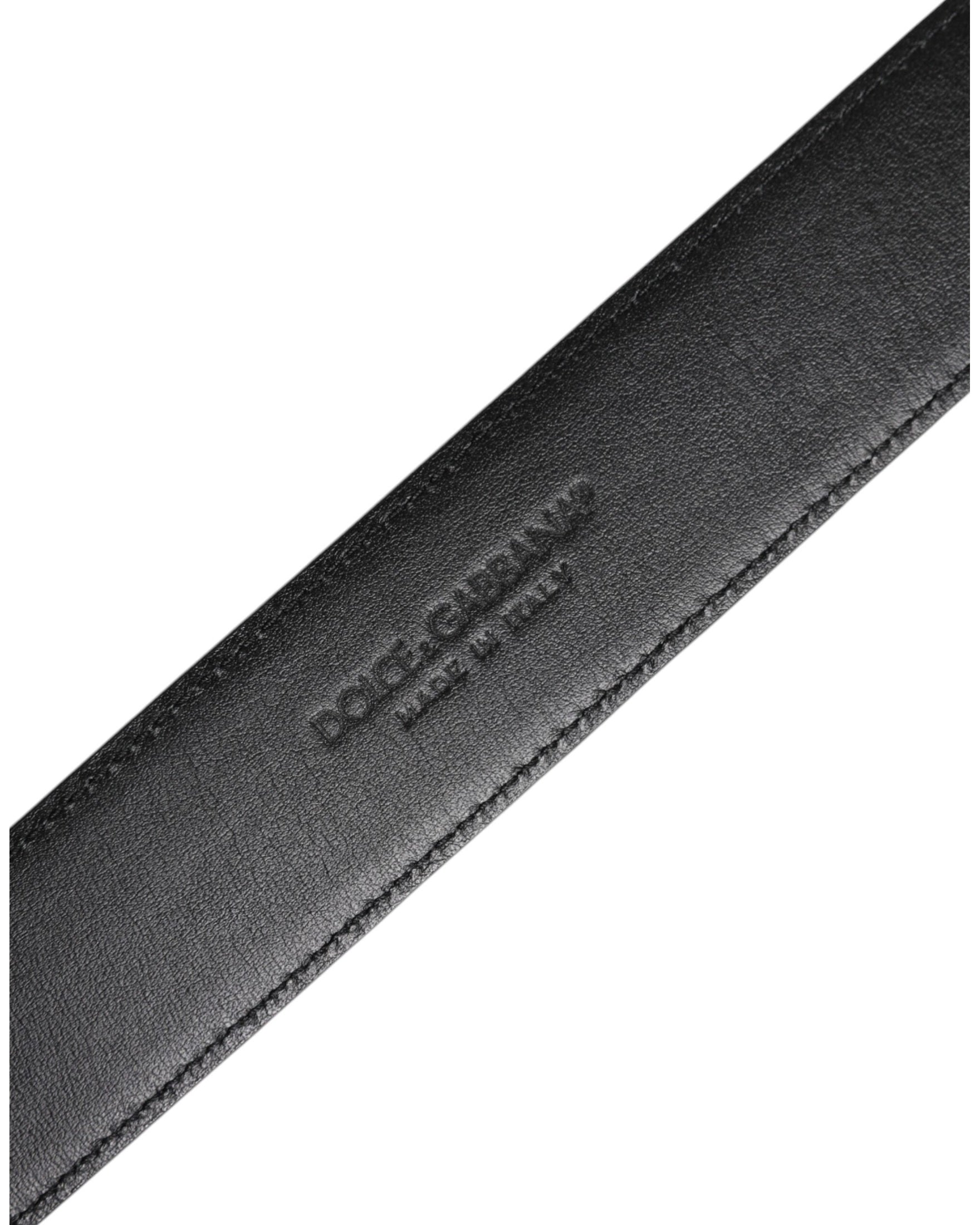 Dolce & Gabbana Black Leather Metal Buckle Classic Belt Glam Steals