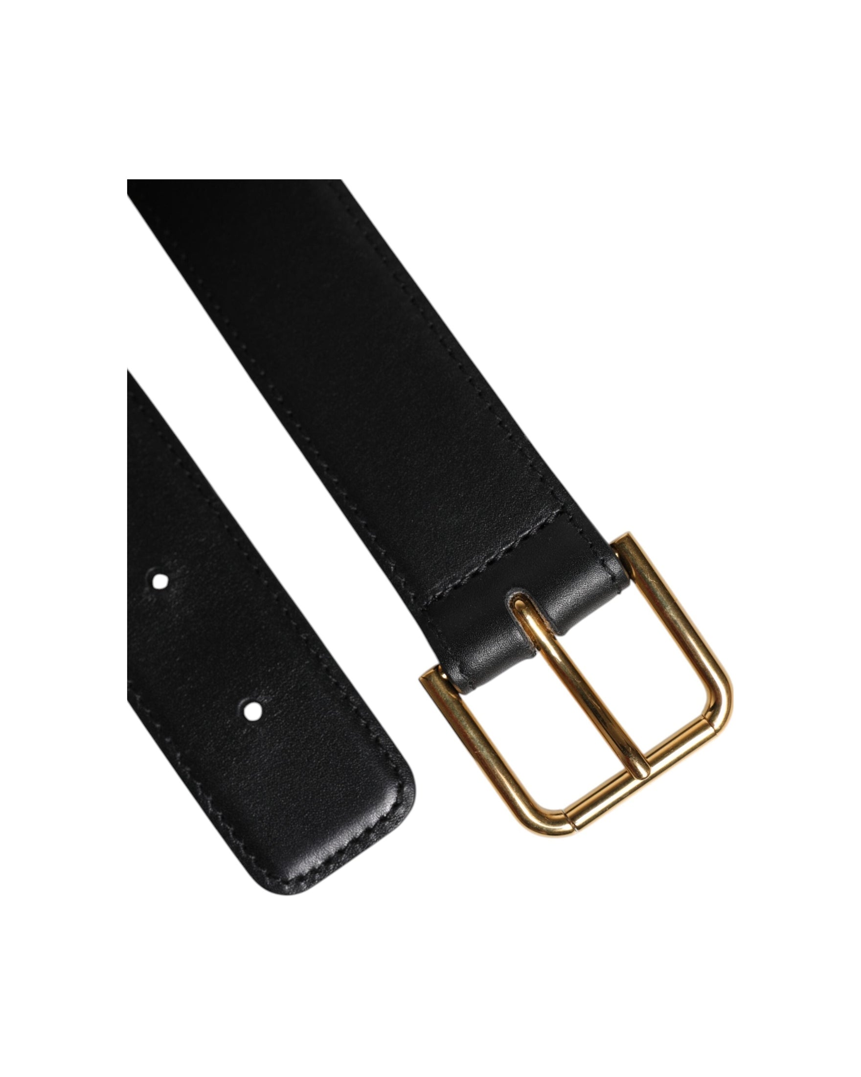 Dolce & Gabbana Black Leather Metal Buckle Classic Belt Glam Steals