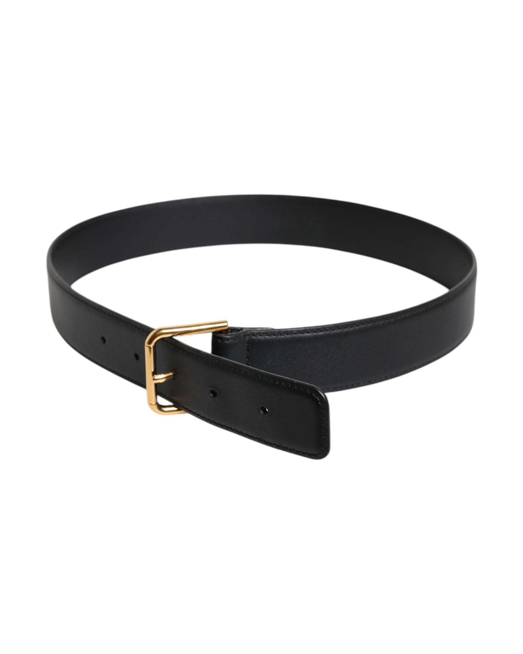 Dolce & Gabbana Black Leather Metal Buckle Classic Belt Glam Steals