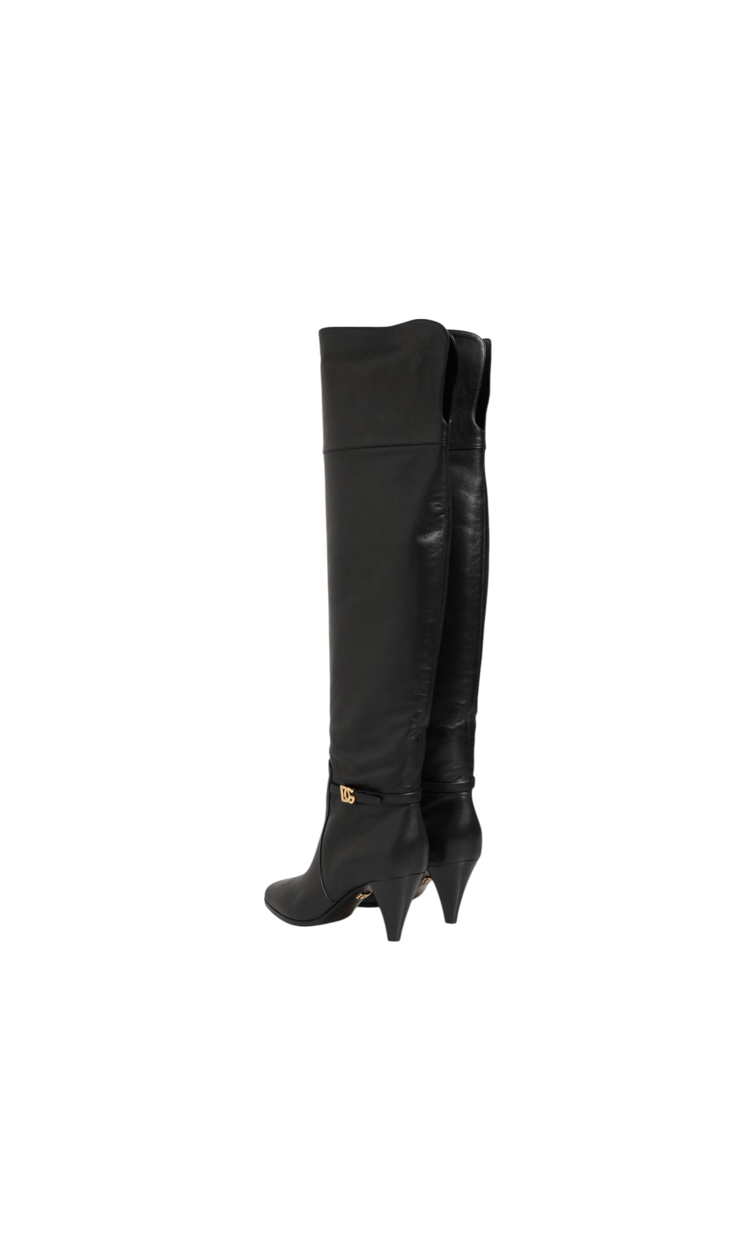Dolce & Gabbana Black Leather Over The Knee Dg Boots Shoes Glam Steals