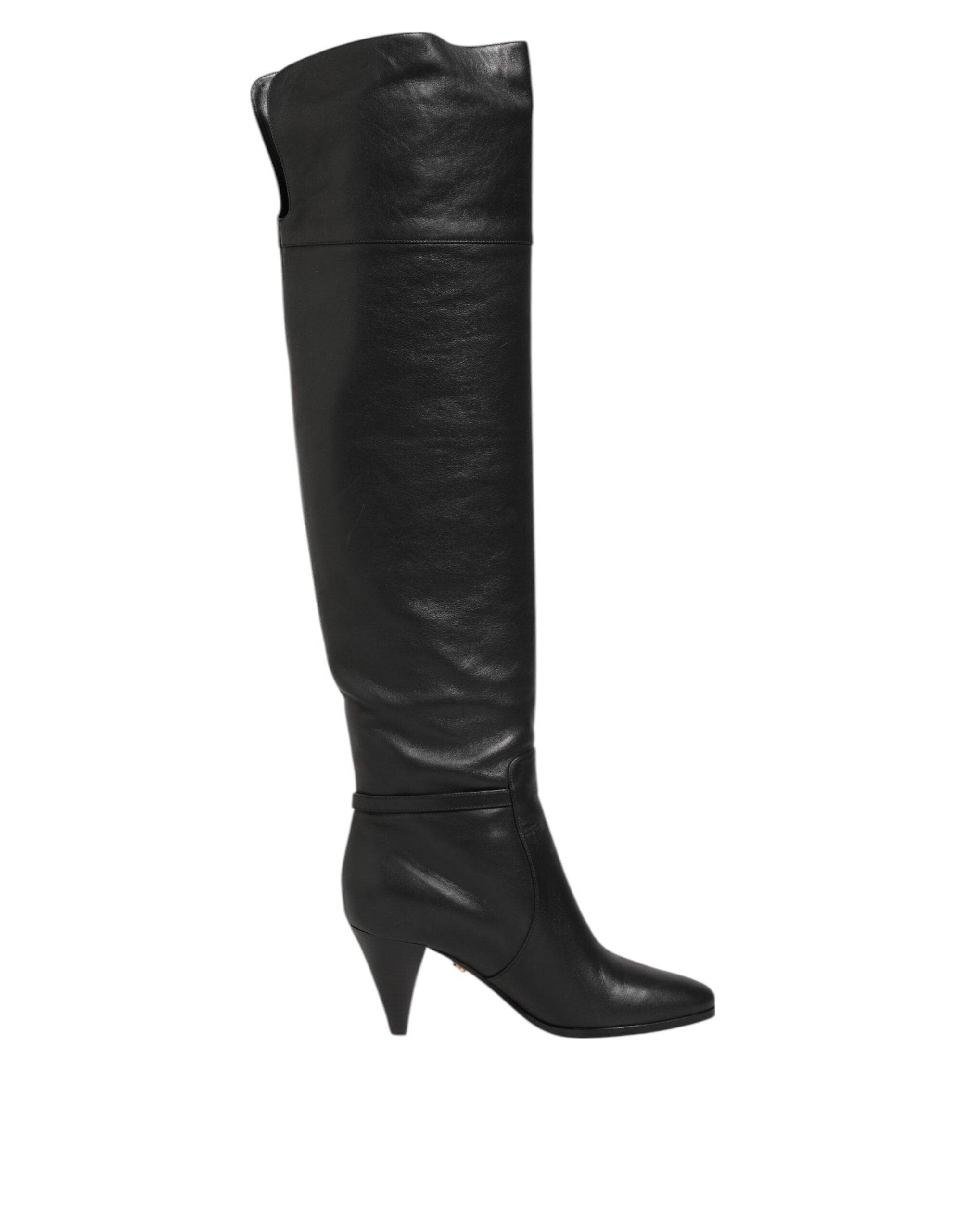 Dolce & Gabbana Black Leather Over The Knee Dg Boots Shoes Glam Steals