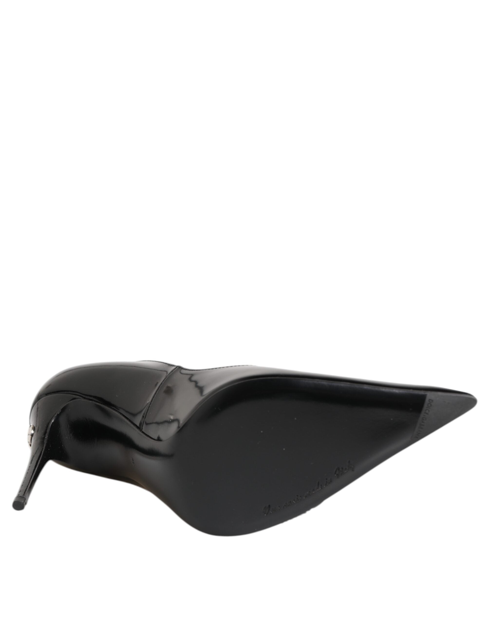 Dolce & Gabbana Black Leather Patent Zipper Heels Pumps Shoes Glam Steals