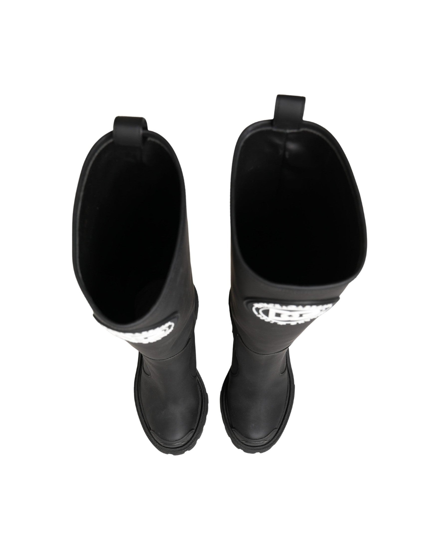 Dolce & Gabbana Black Leather Rubberised High Boots