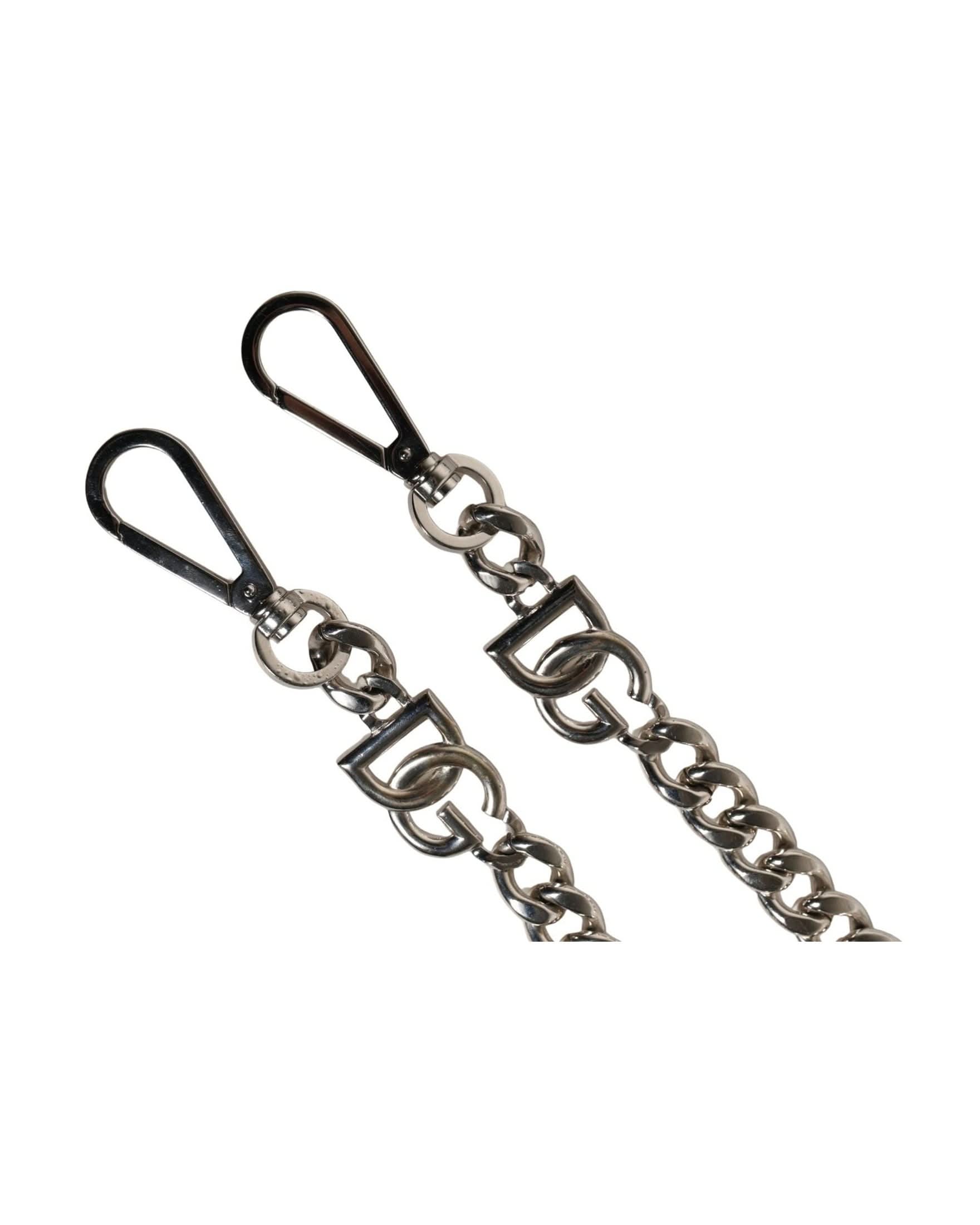 Dolce & Gabbana Black Leather Silver Chain Bag Accessory Shoulder Strap