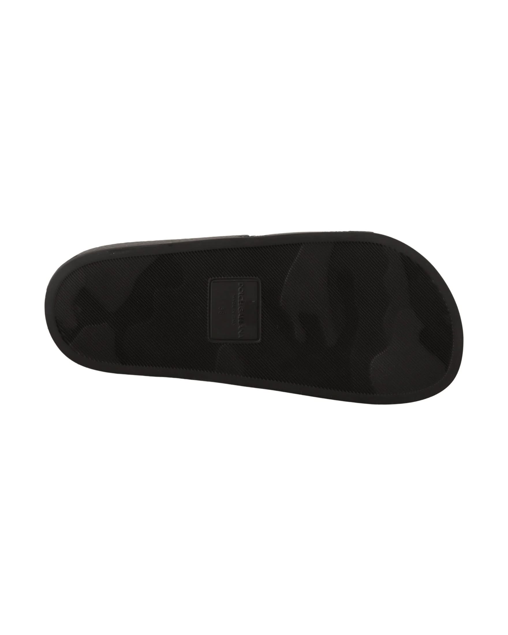Dolce & Gabbana Black Leather Slides Sandals Sandals