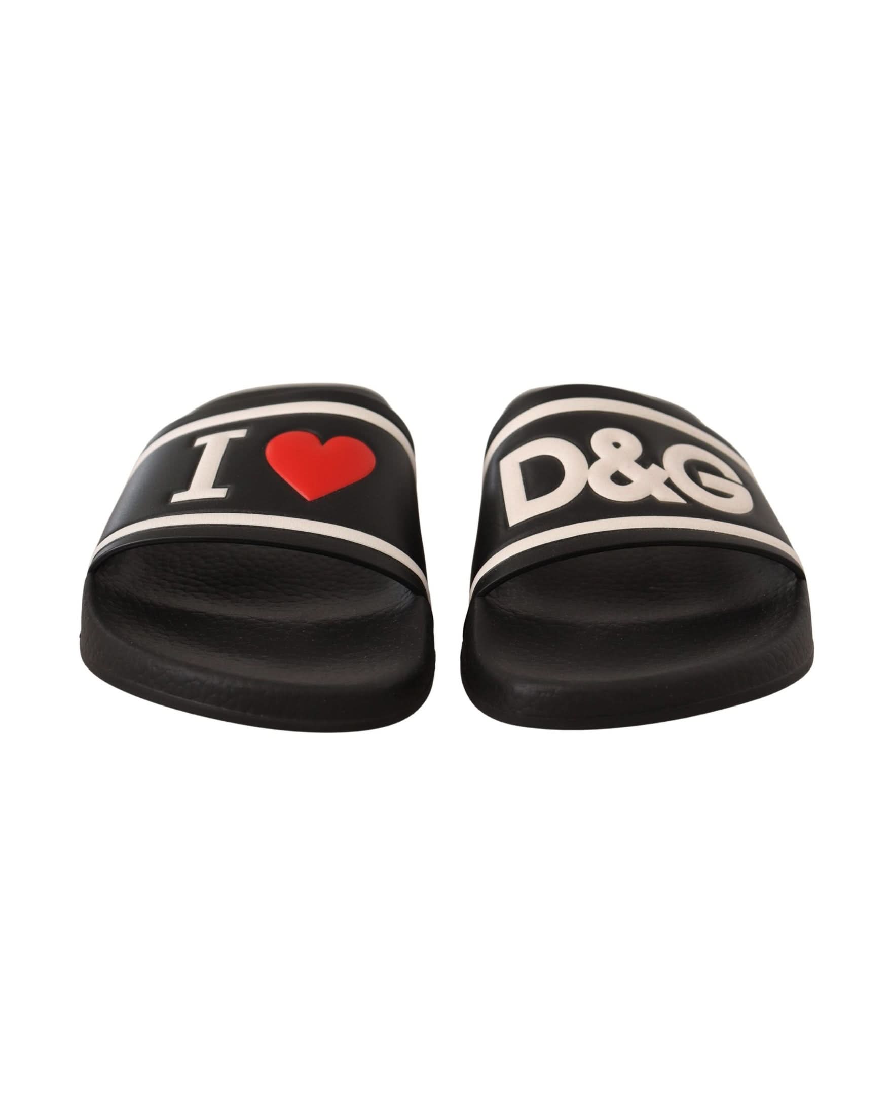 Dolce & Gabbana Black Leather Slides Sandals Sandals