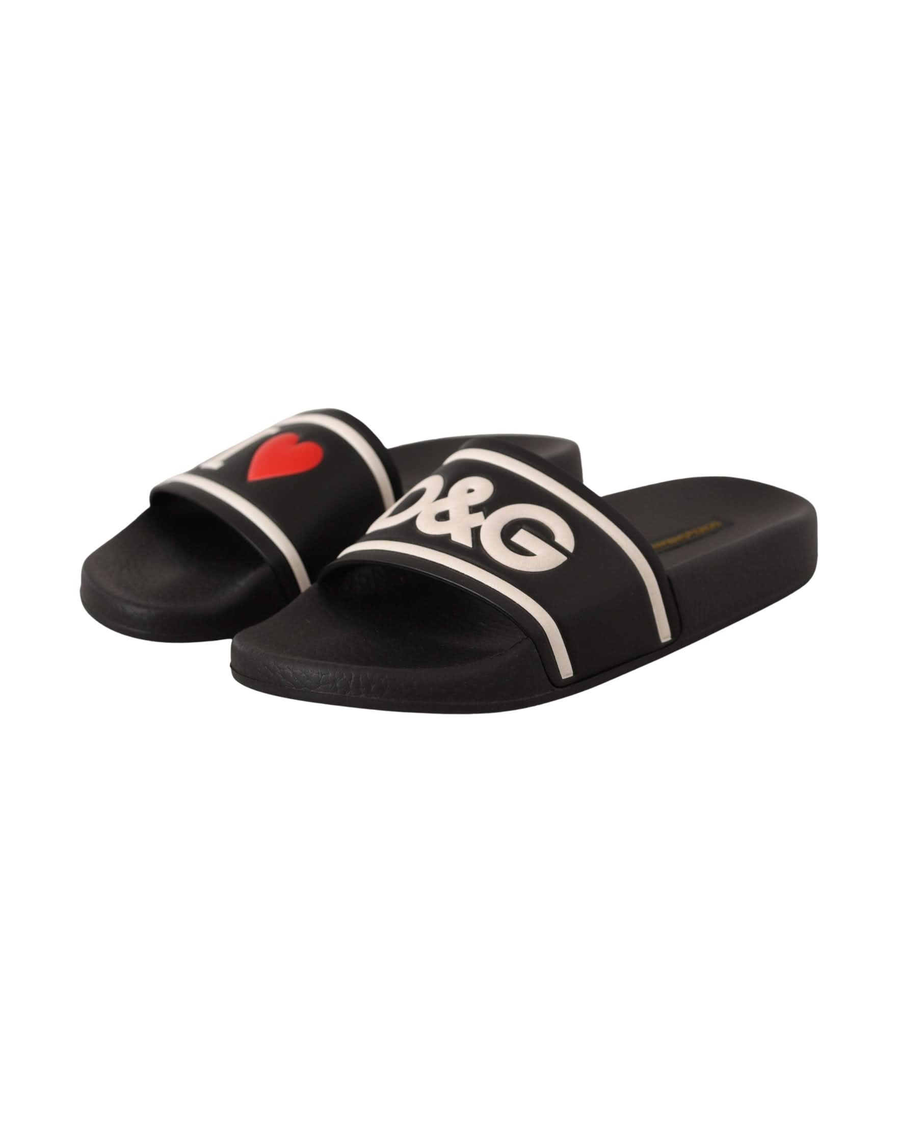 Dolce & Gabbana Black Leather Slides Sandals Sandals