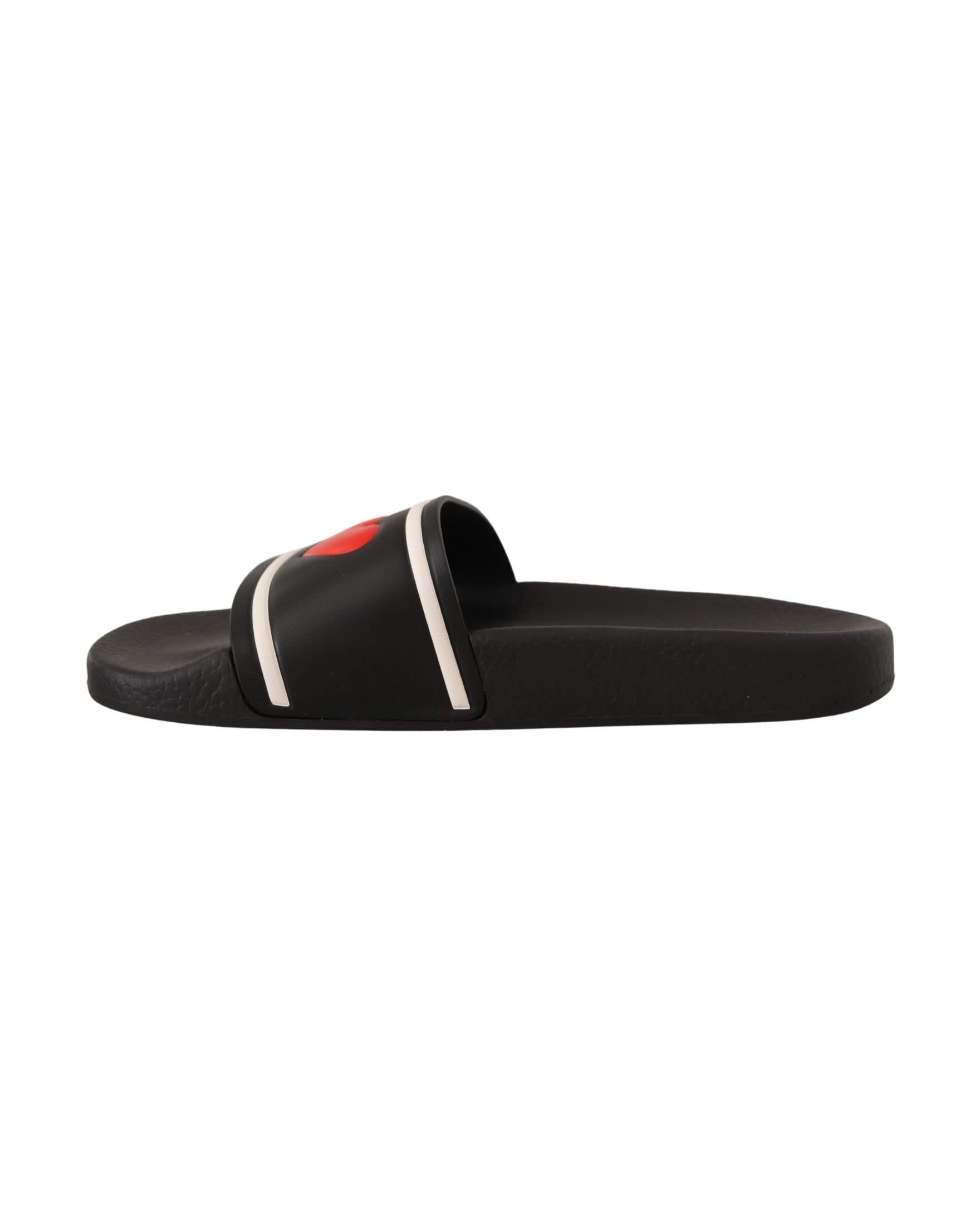 Dolce & Gabbana Black Leather Slides Sandals Sandals