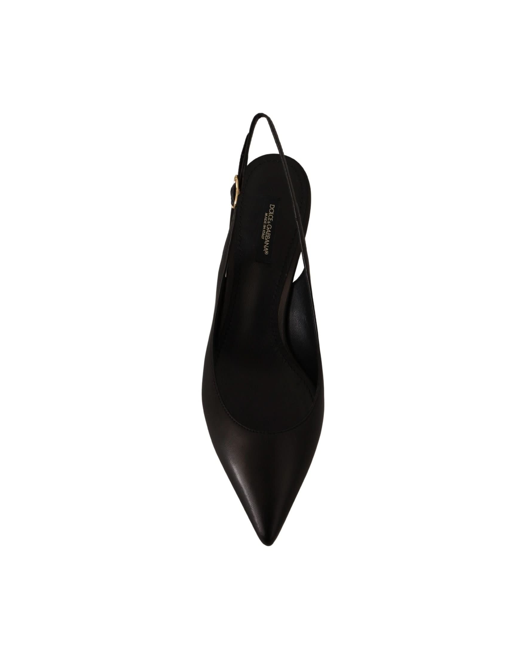 Dolce & Gabbana Black Leather Slingbacks Heels Pumps Shoes Heels