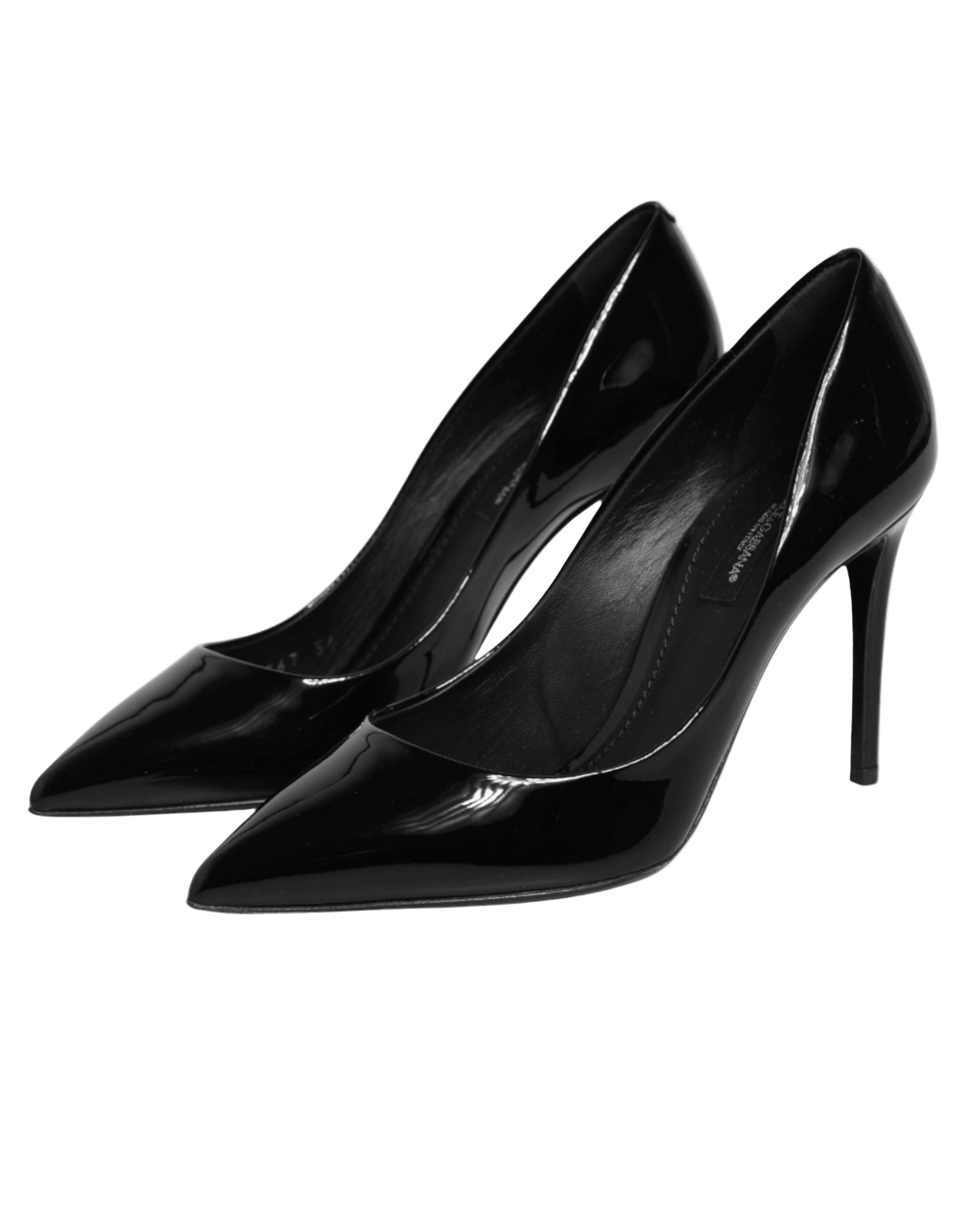 Dolce & Gabbana Black Leather Stiletto Heels Pumps Shoes Glam Steals