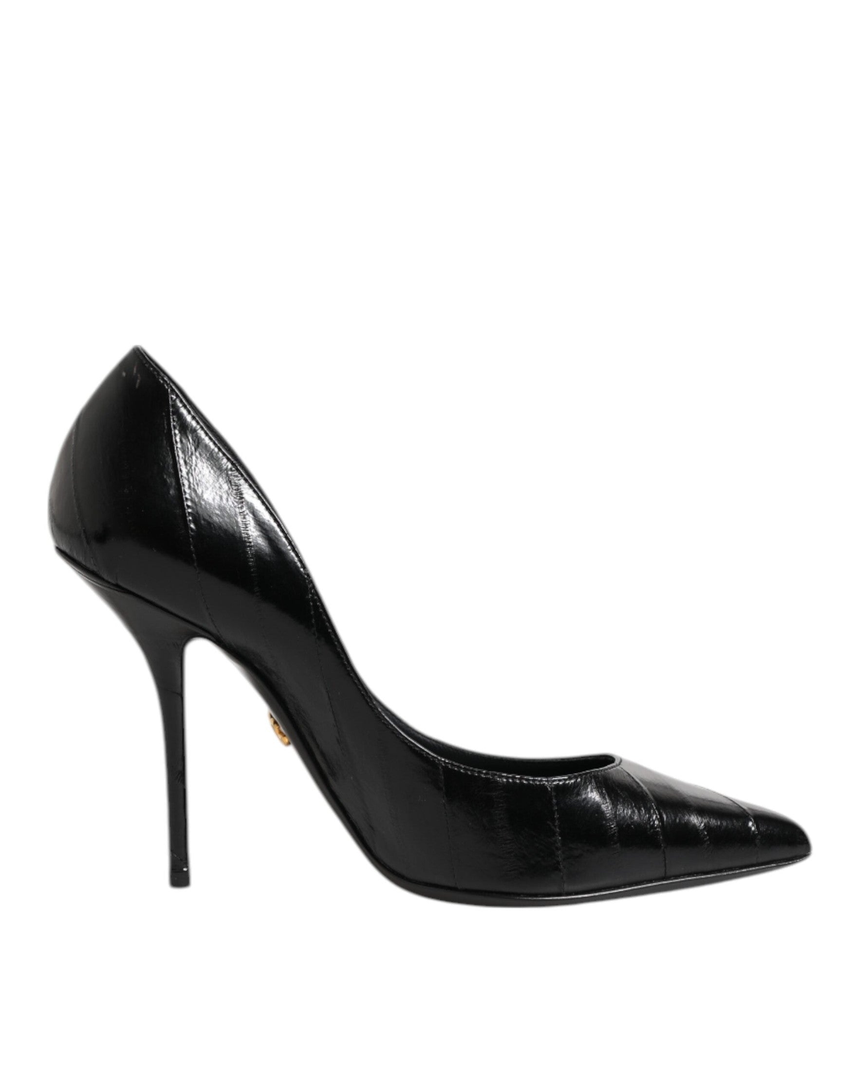 Dolce & Gabbana Black Leather Stiletto High Heels Glam Steals