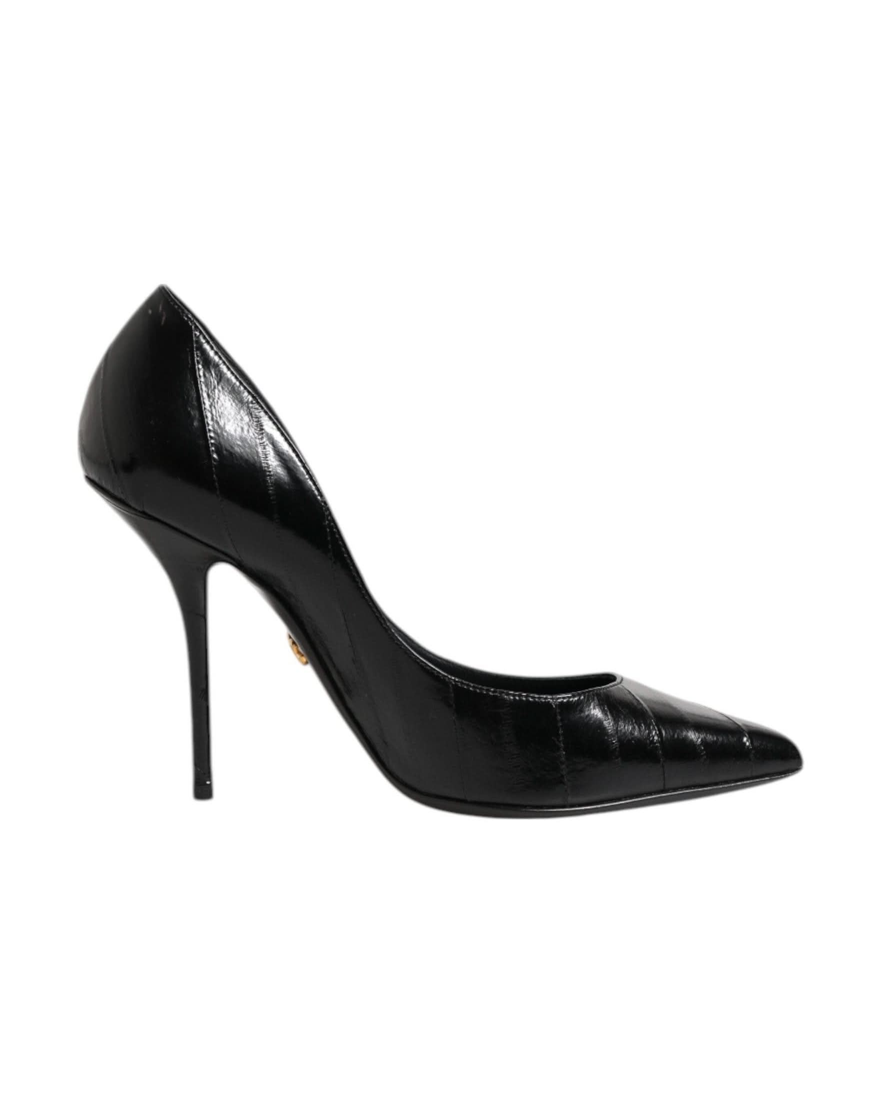 Dolce & Gabbana Black Leather Stiletto High Heels Heels