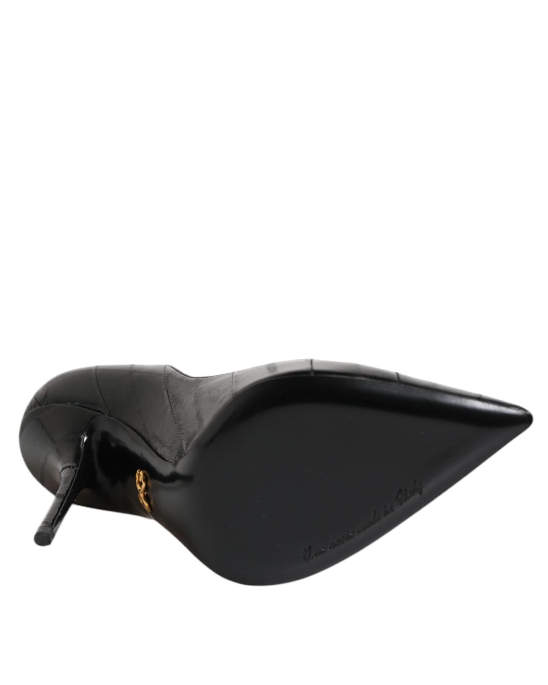 Dolce & Gabbana Black Leather Stiletto High Heels Heels