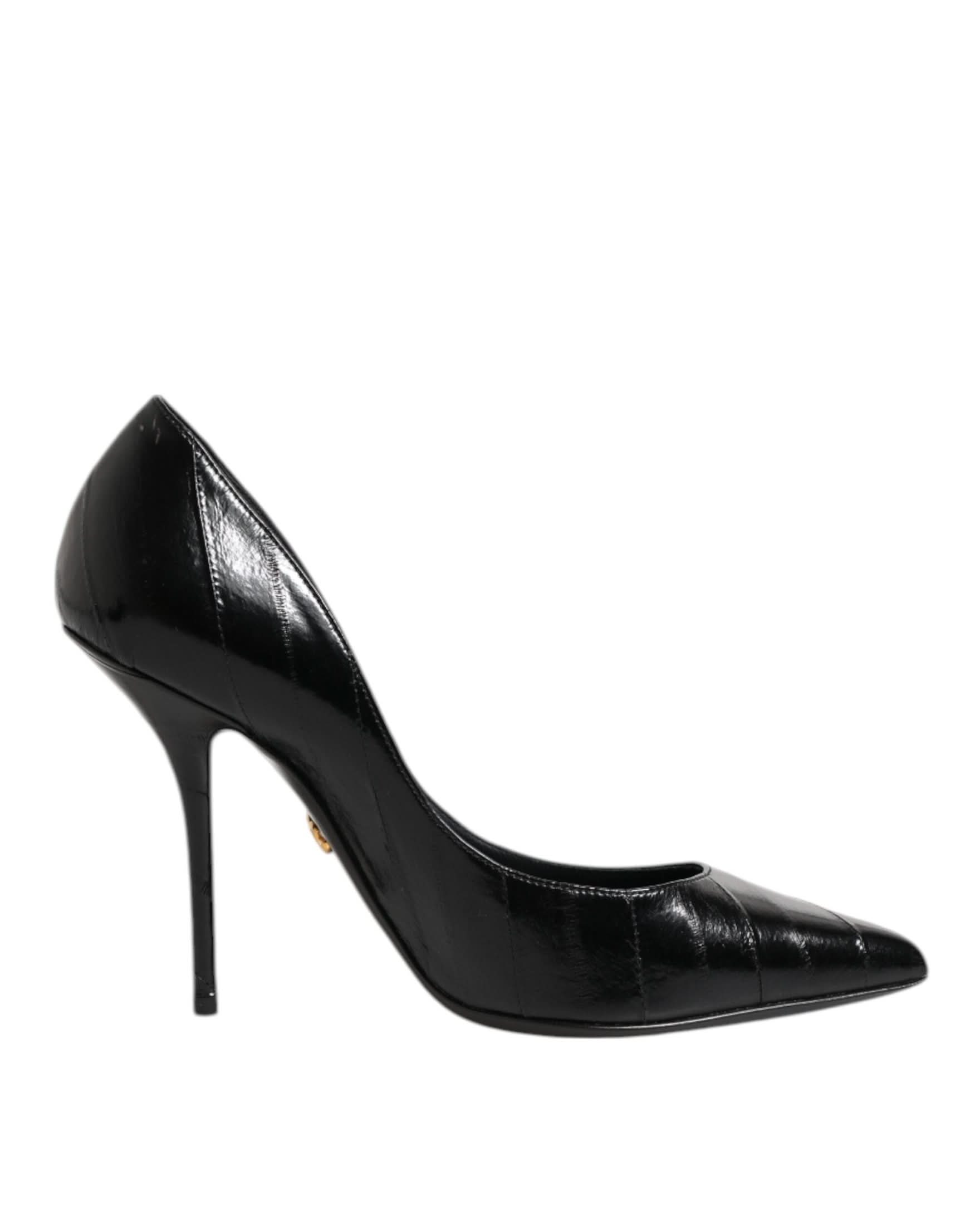 Dolce & Gabbana Black Leather Stiletto High Heels Heels