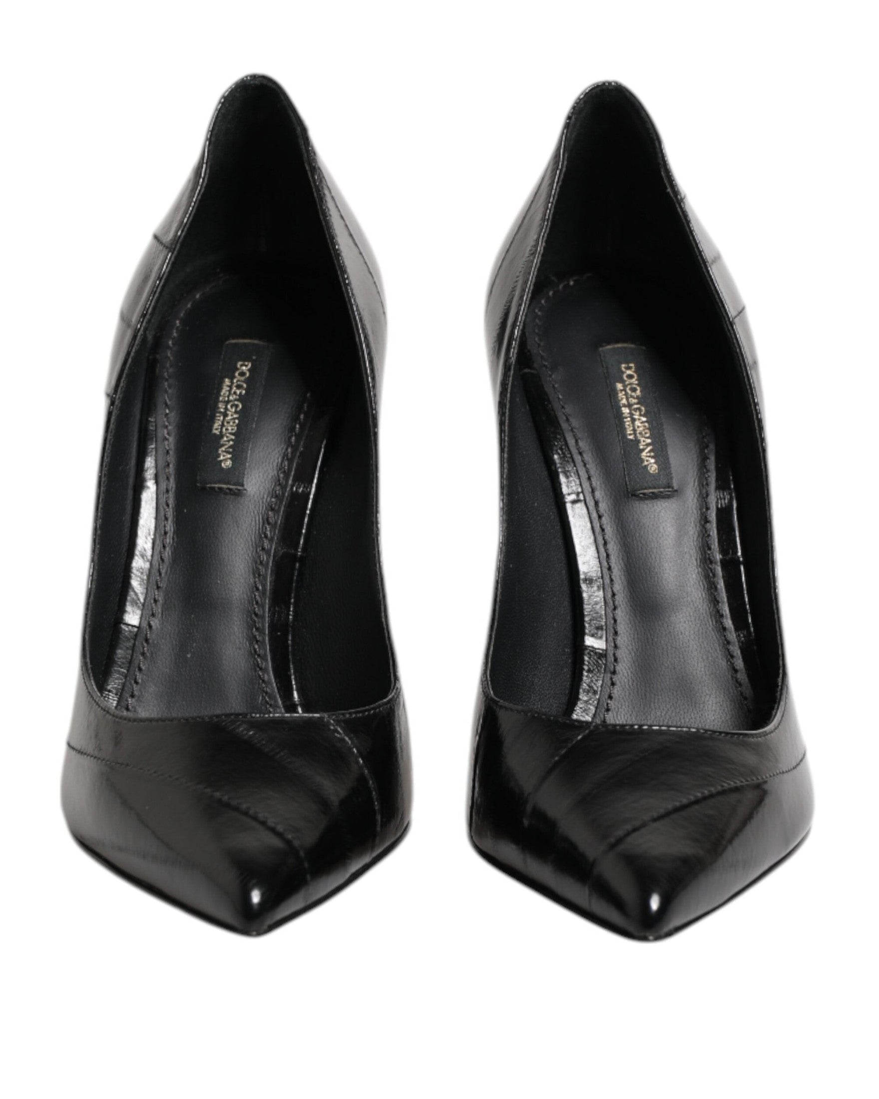 Dolce & Gabbana Black Leather Stiletto High Heels Glam Steals