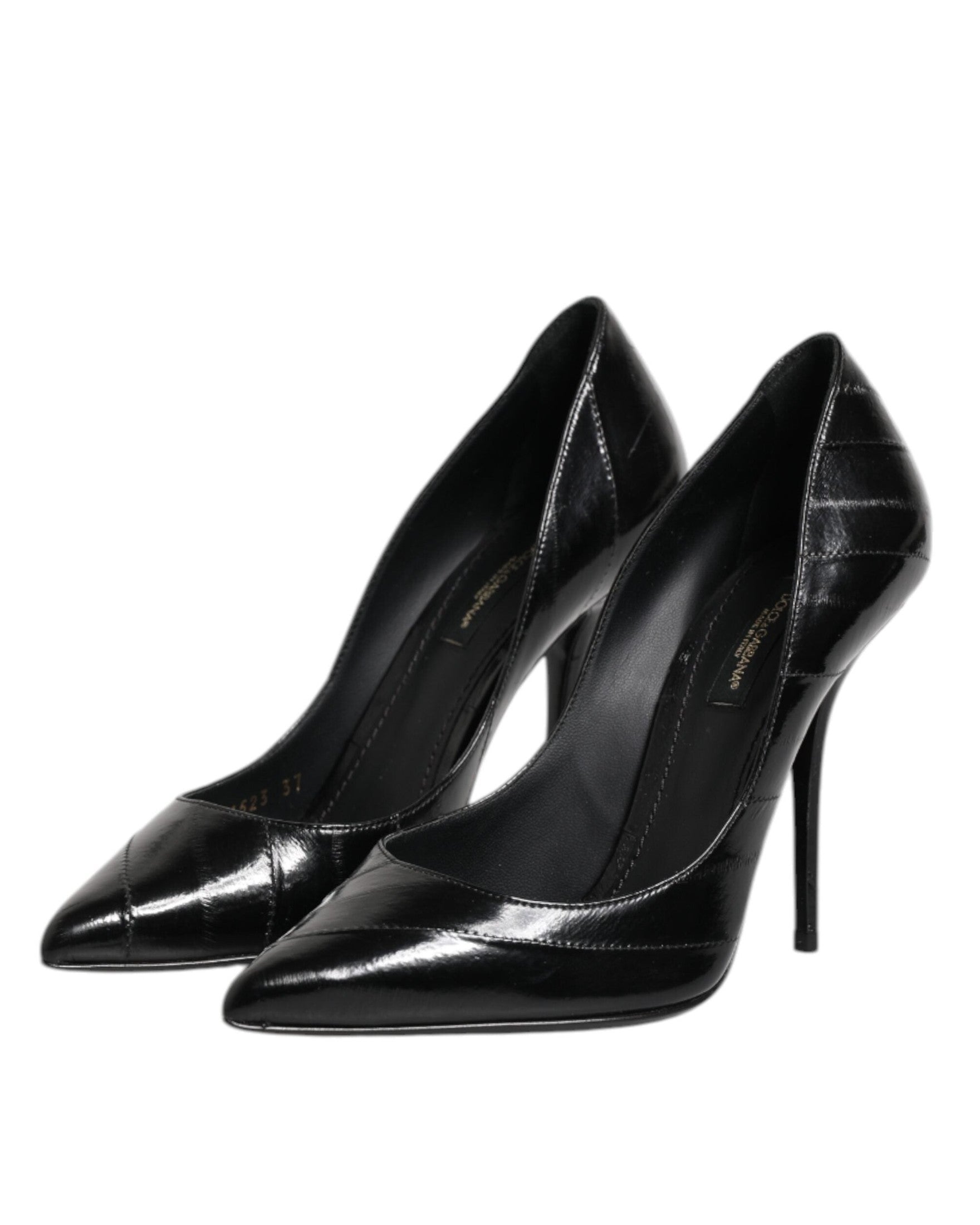 Dolce & Gabbana Black Leather Stiletto High Heels Glam Steals