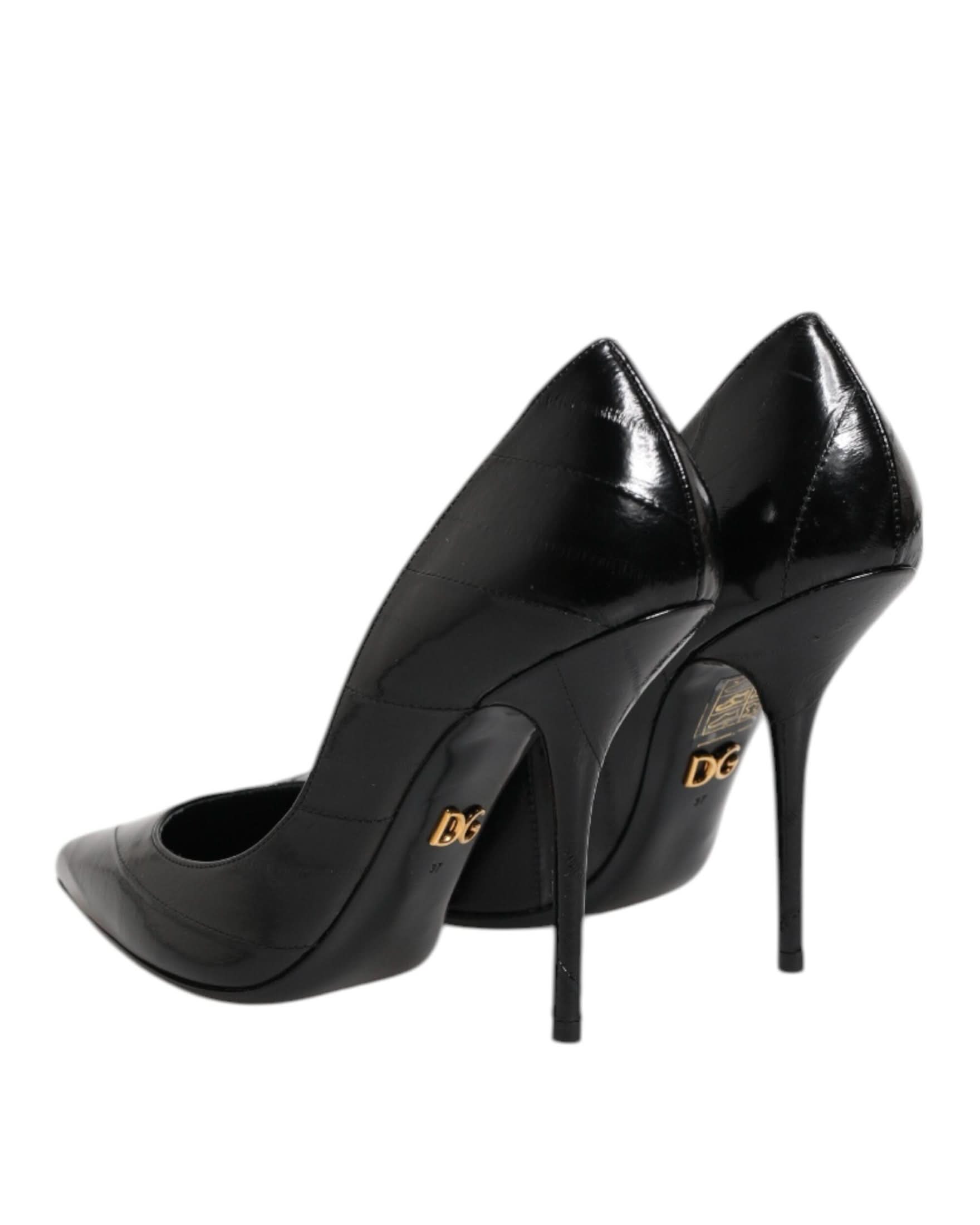 Dolce & Gabbana Black Leather Stiletto High Heels Heels