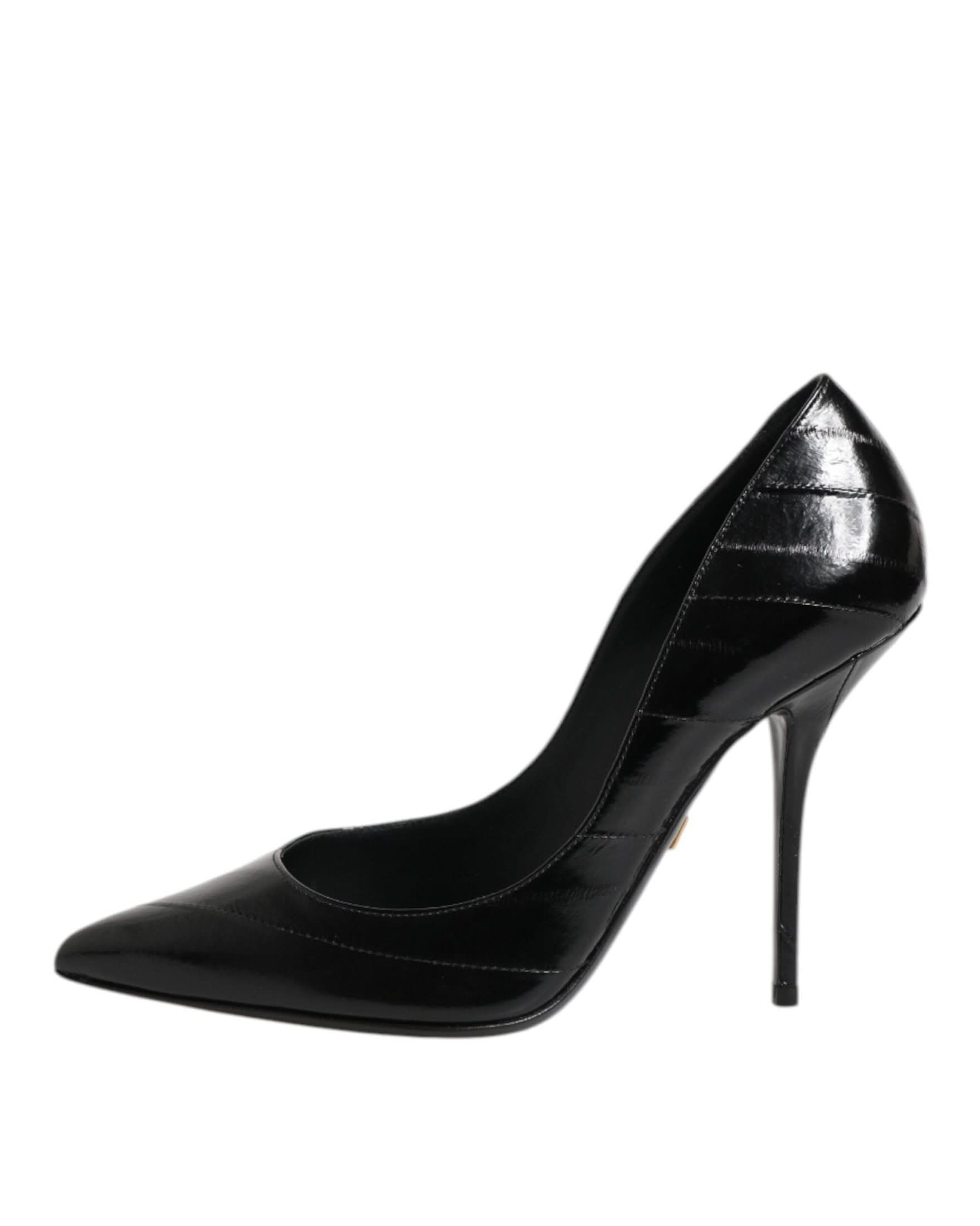 Dolce & Gabbana Black Leather Stiletto High Heels Heels