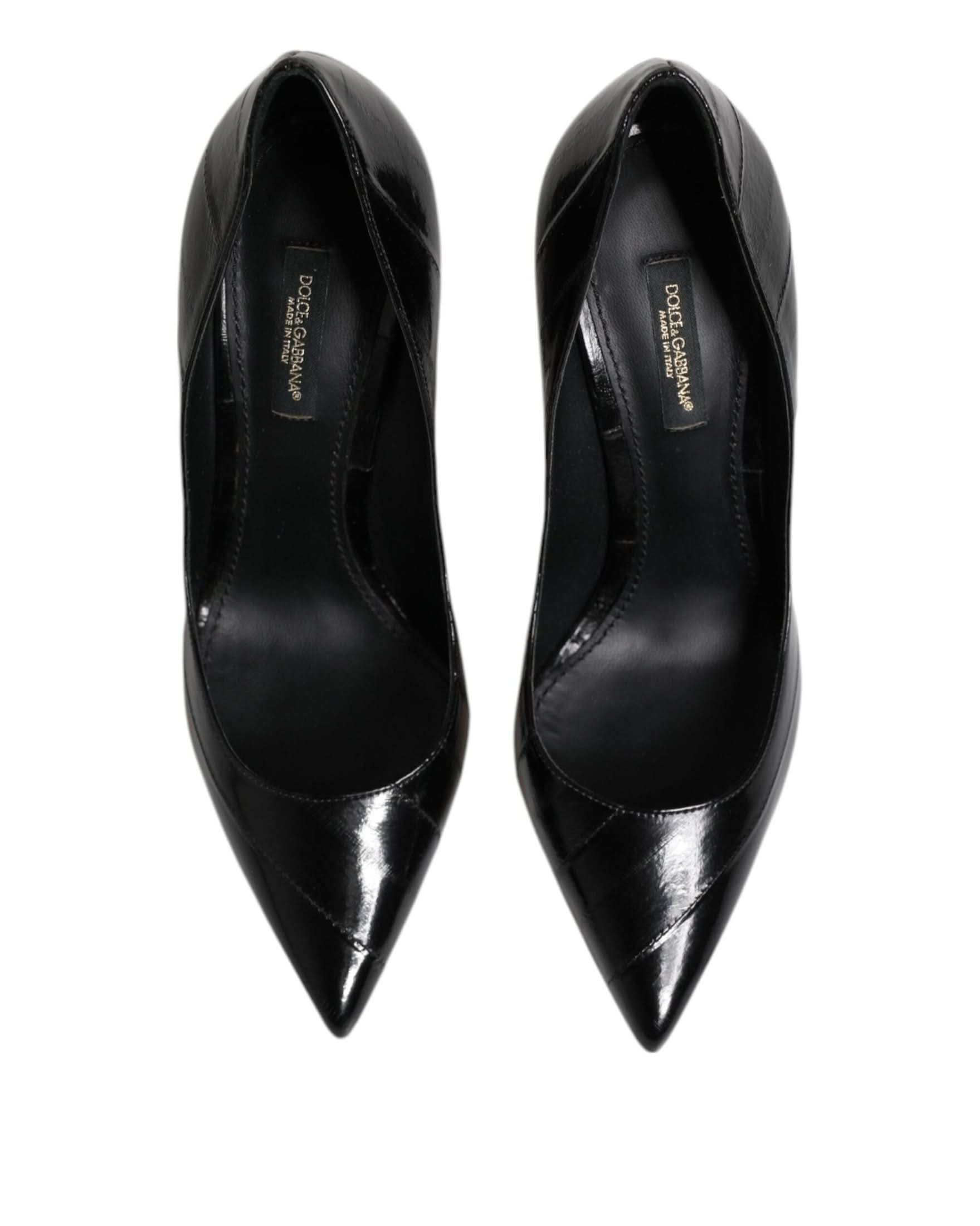 Dolce & Gabbana Black Leather Stiletto High Heels Heels