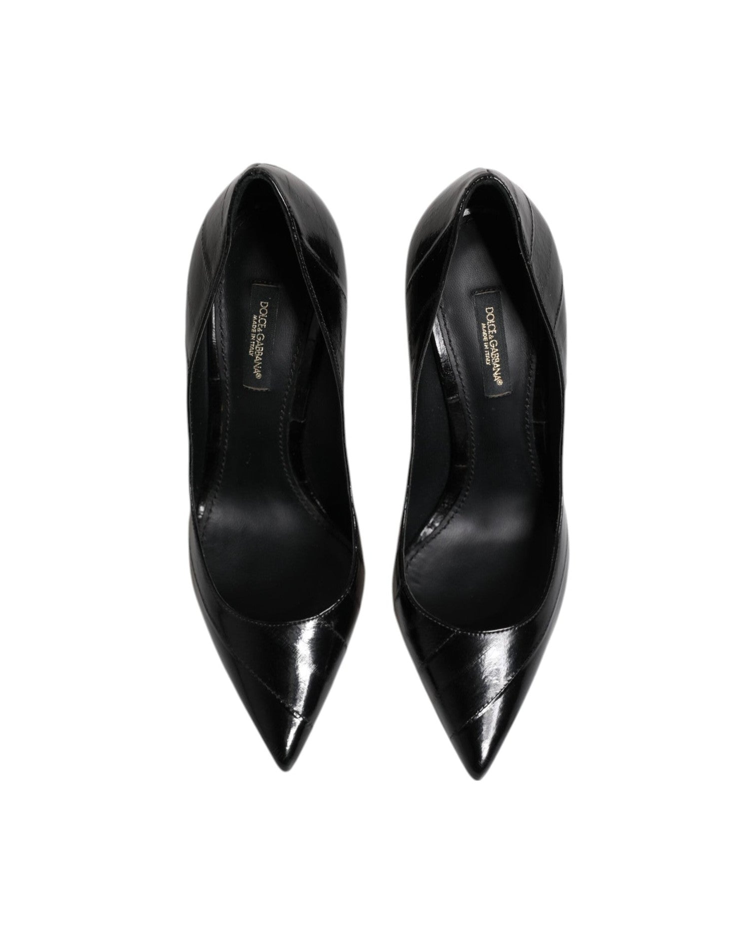 Dolce & Gabbana Black Leather Stiletto High Heels Pumps Shoes Glam Steals