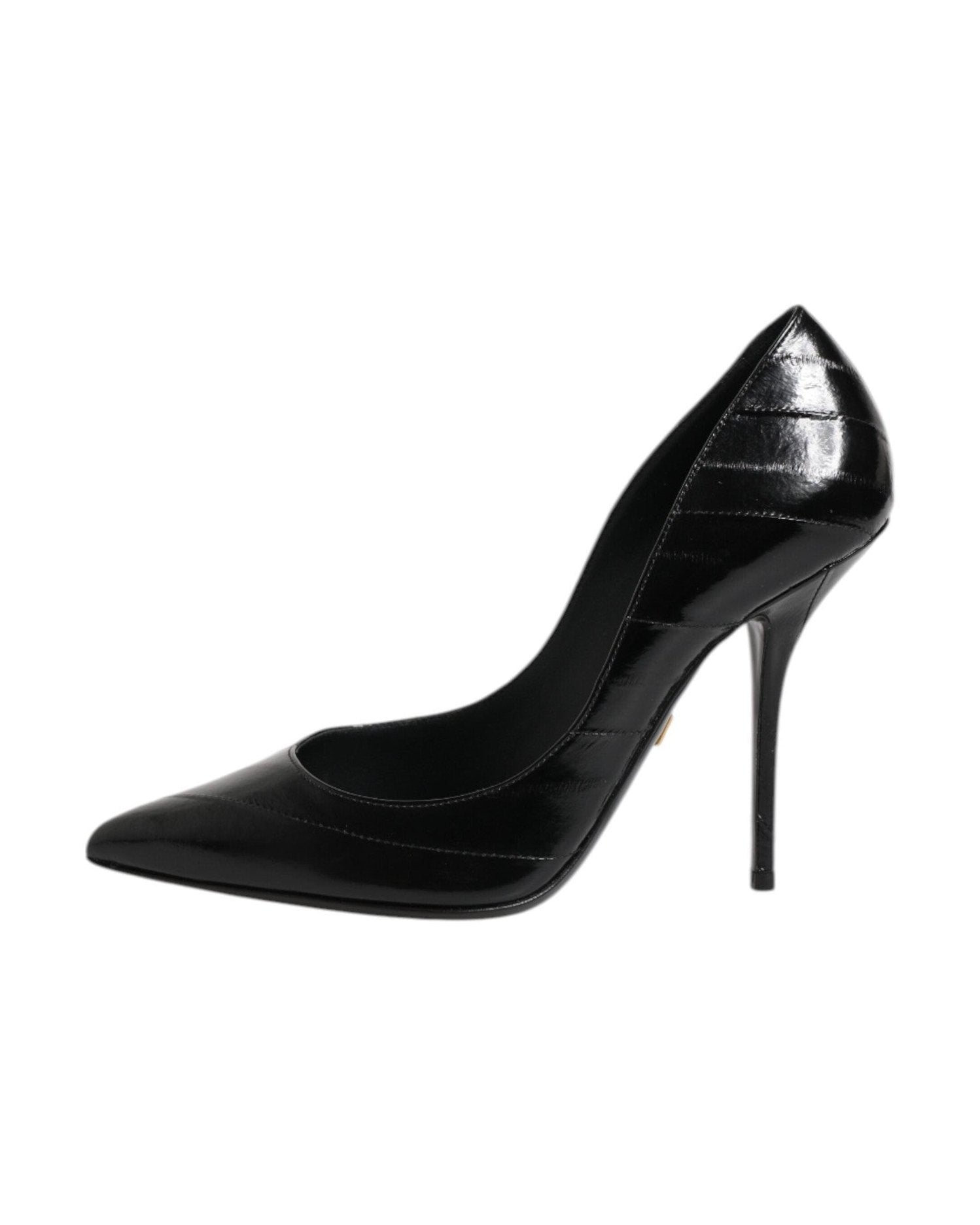 Dolce & Gabbana Black Leather Stiletto High Heels Pumps Shoes Glam Steals