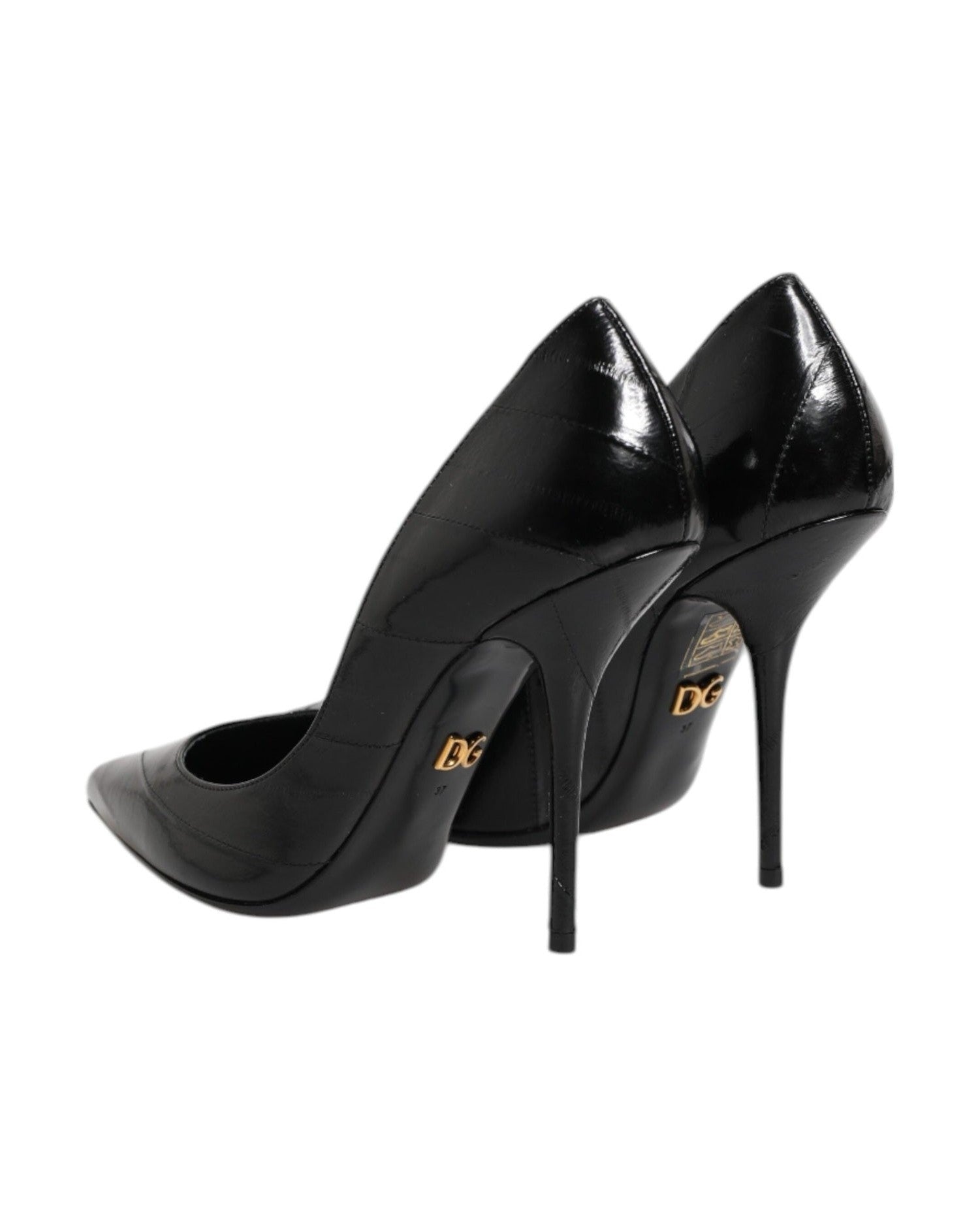 Dolce & Gabbana Black Leather Stiletto High Heels Pumps Shoes Glam Steals