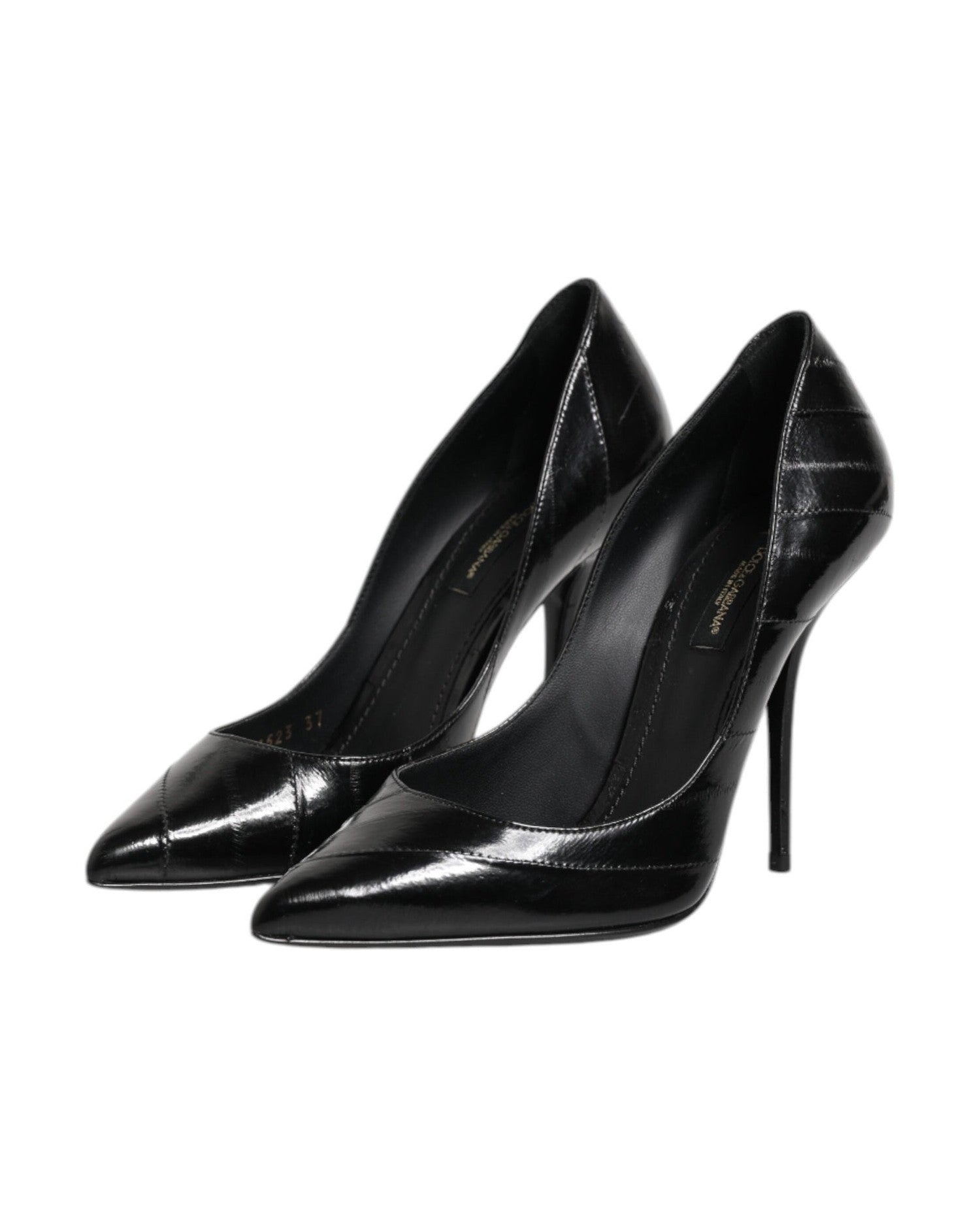 Dolce & Gabbana Black Leather Stiletto High Heels Pumps Shoes Glam Steals
