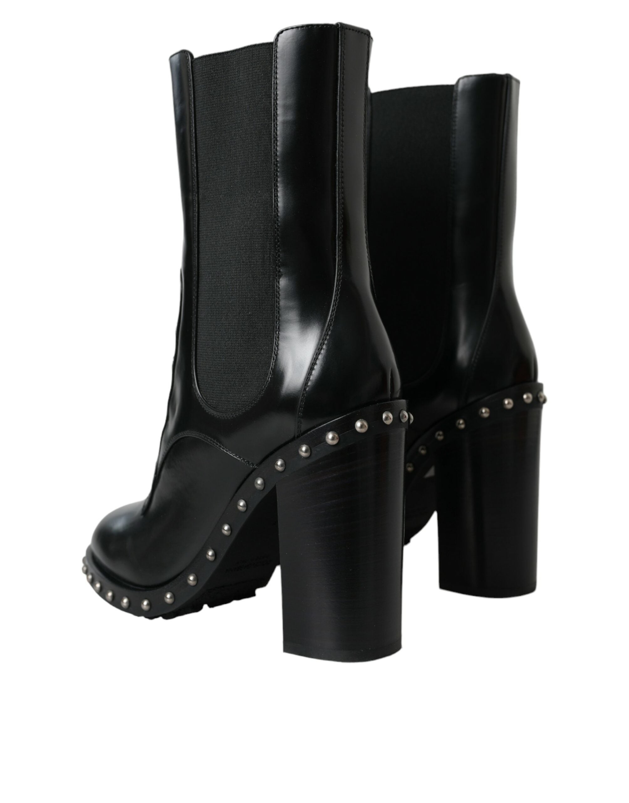 Dolce & Gabbana Black Leather Studded Lace Up Boots Shoes Glam Steals