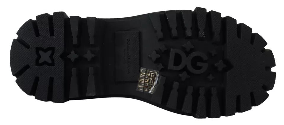 Dolce & Gabbana Black Leather Trekking Derby Embellished Shoes Glam Steals