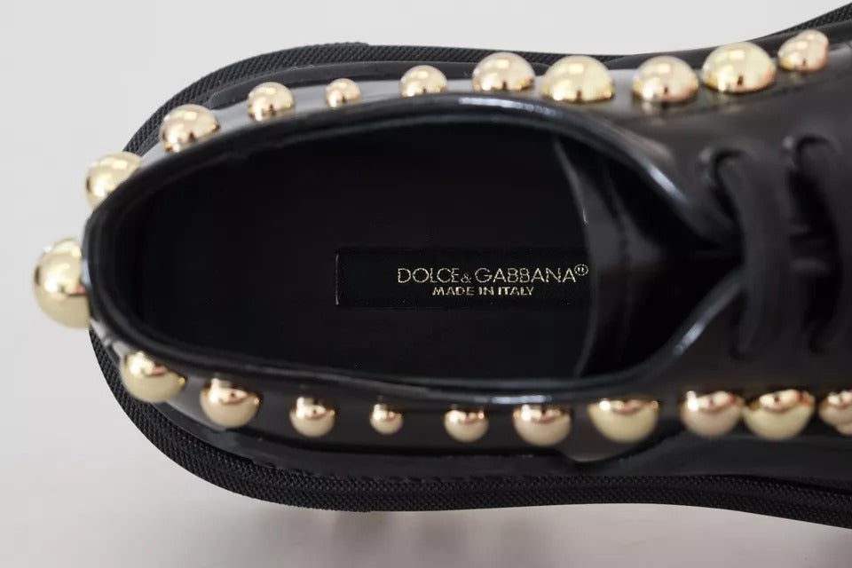 Dolce & Gabbana Black Leather Trekking Derby Embellished Shoes Glam Steals