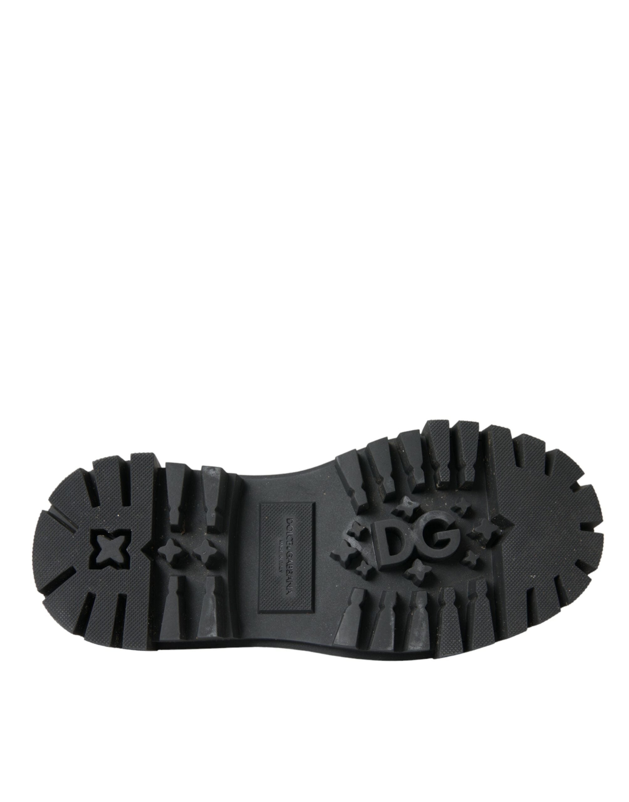 Dolce & Gabbana Black Leather Trekking Derby Embellished Shoes Glam Steals