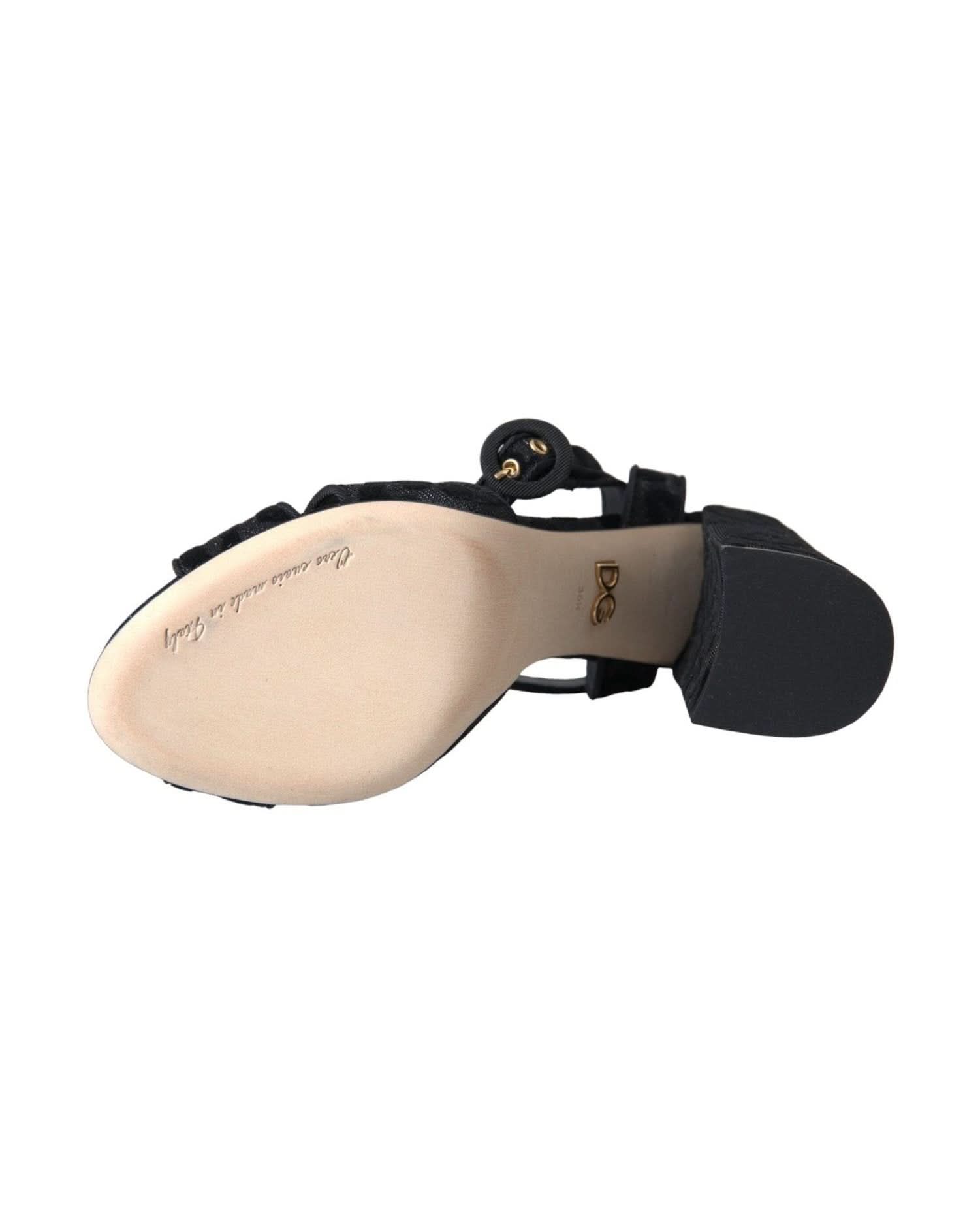 Dolce & Gabbana Black Leopard Suede Heels Sandals Shoes Heels