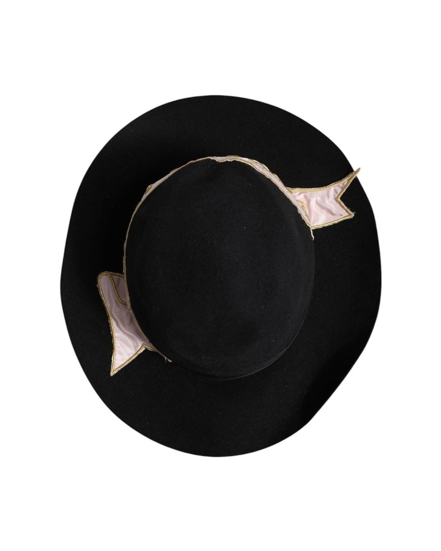 Dolce & Gabbana Black Logo Embroidered Wide Brim Hat Sun Hats
