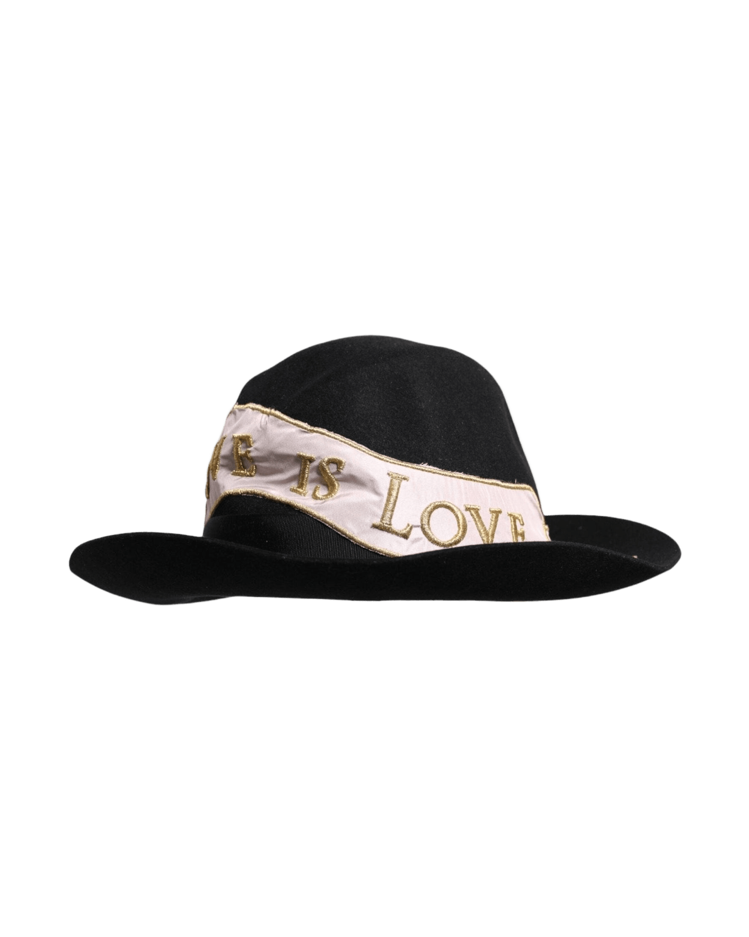 Dolce & Gabbana Black Logo Embroidered Wide Brim Hat Sun Hats