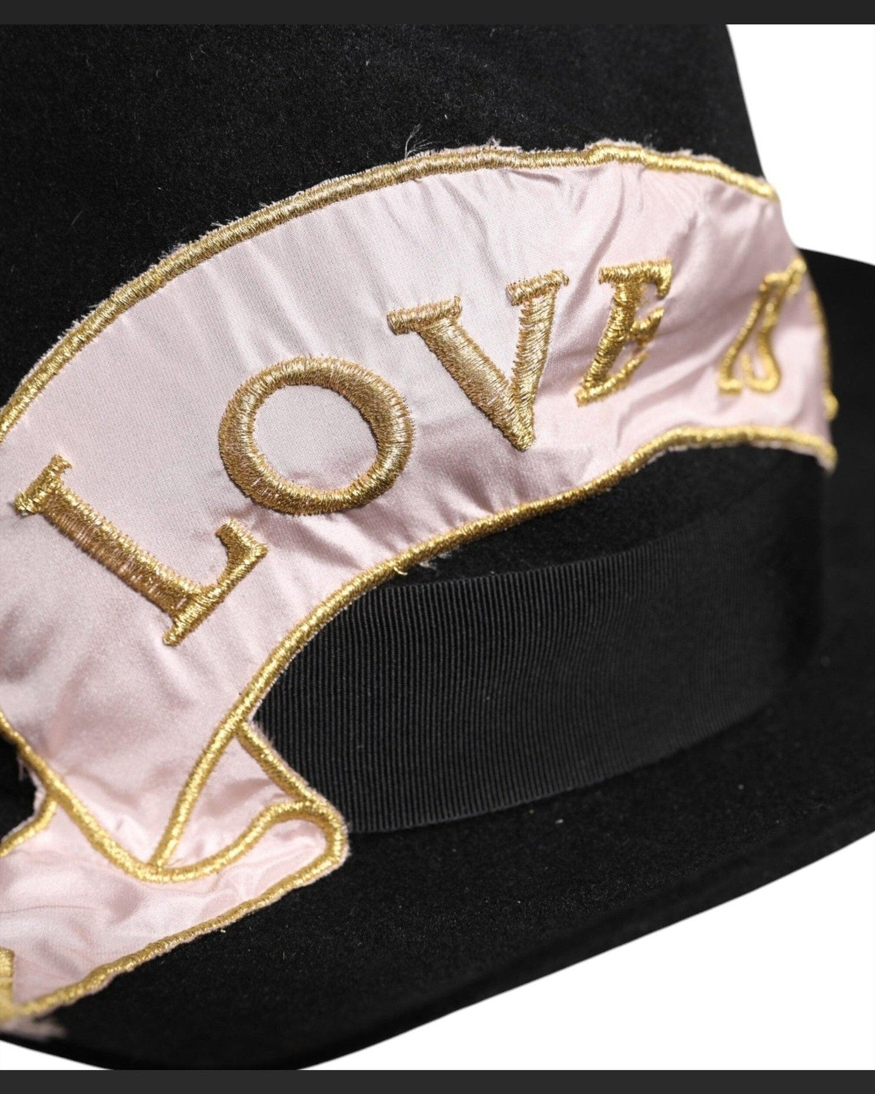 Dolce & Gabbana Black Logo Embroidered Women Wide Brim Hat Glam Steals
