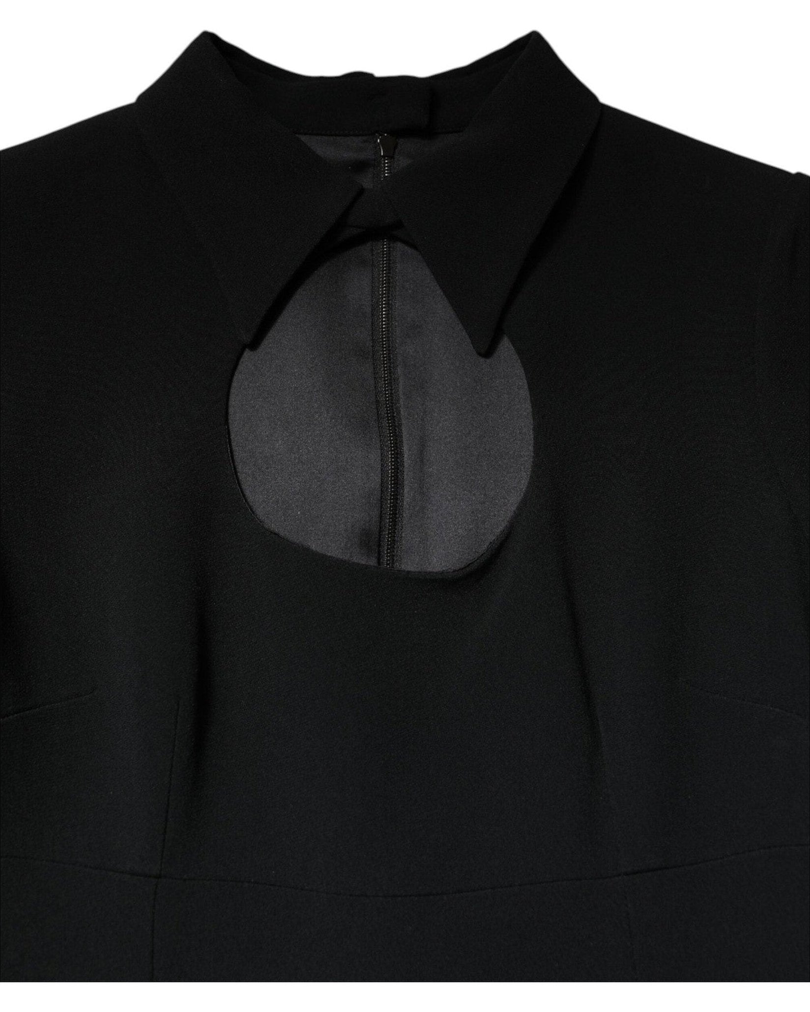 Dolce & Gabbana Black Long Sleeves Bodycon Sheath Midi Dress Glam Steals