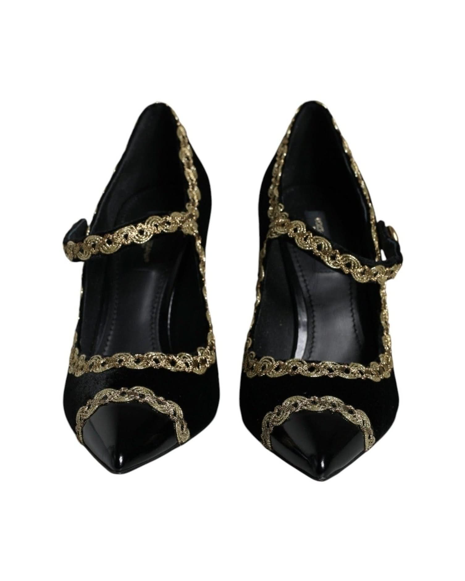 Dolce & Gabbana Black Velvet Mary Janes Pumps Shoes Heels
