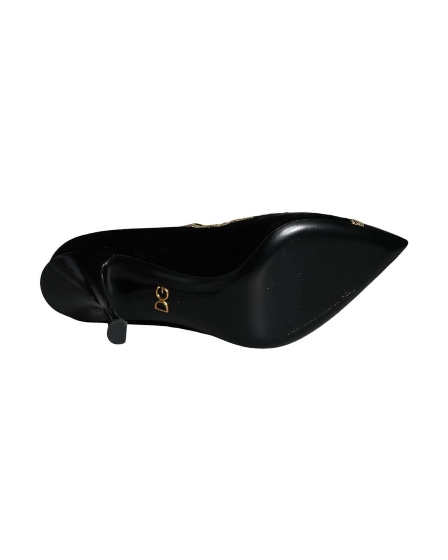 Dolce & Gabbana Black Velvet Mary Janes Pumps Shoes Heels