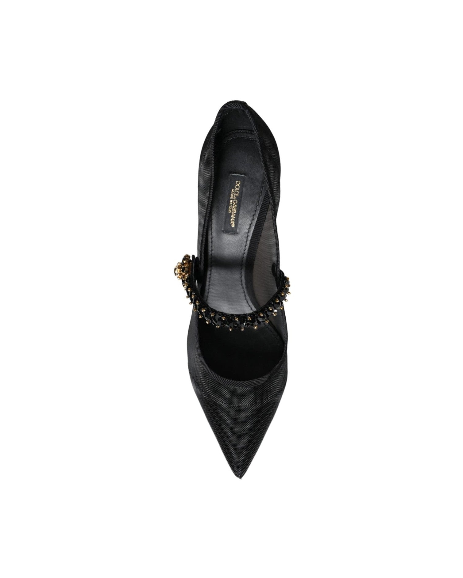Dolce & Gabbana Black Mesh Mary Jane Crystal Heel Pumps Shoes Glam Steals